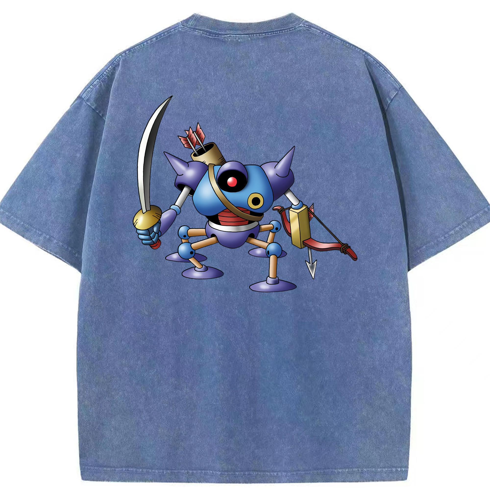 （画像用） ドラゴンクエスト Doragon Kuesuto Dragon Quest 綿100% ヴィンテージ風 半袖Tシャツ（背面プリント）