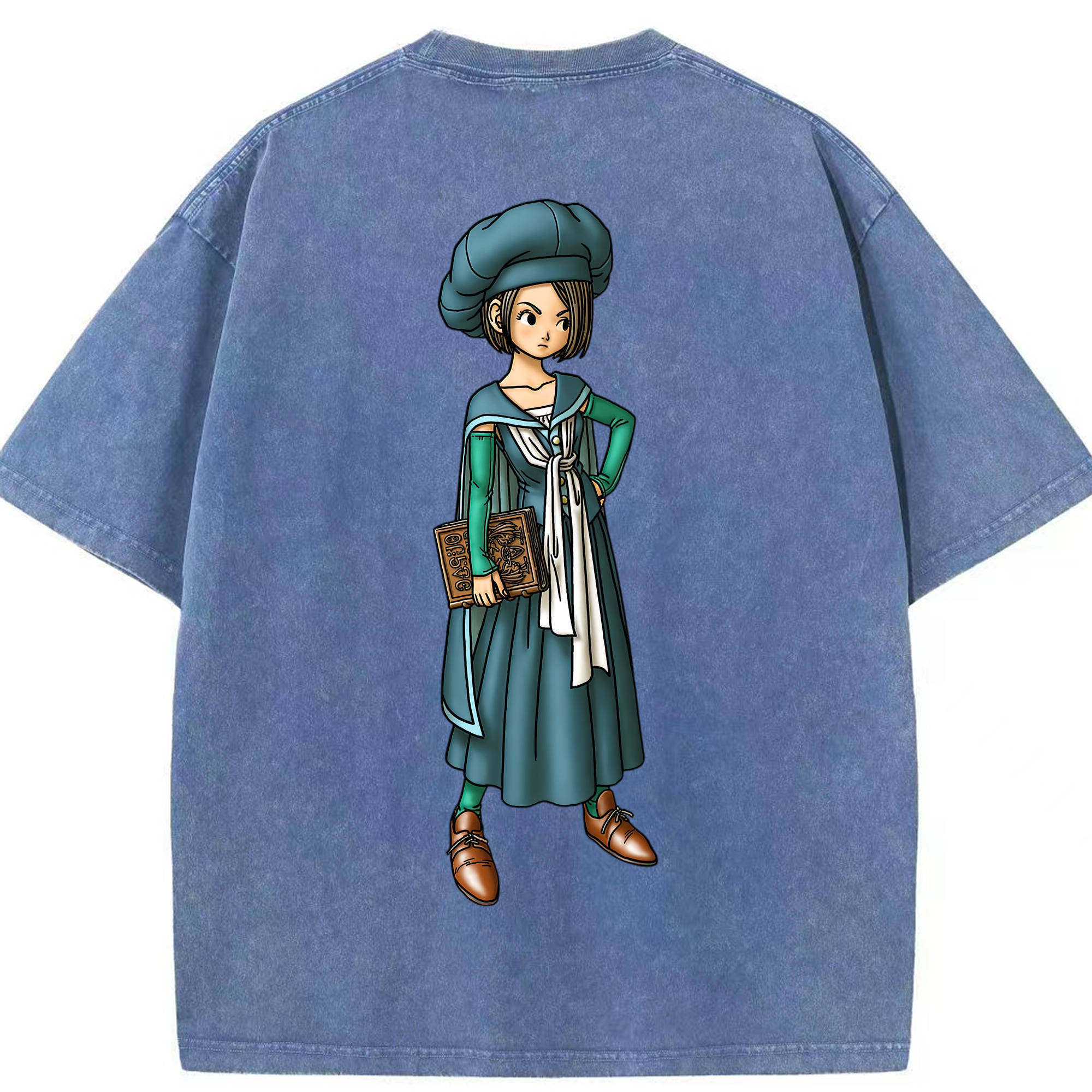 （画像用） ドラゴンクエスト Doragon Kuesuto Dragon Quest 綿100% ヴィンテージ風 半袖Tシャツ（背面プリント）