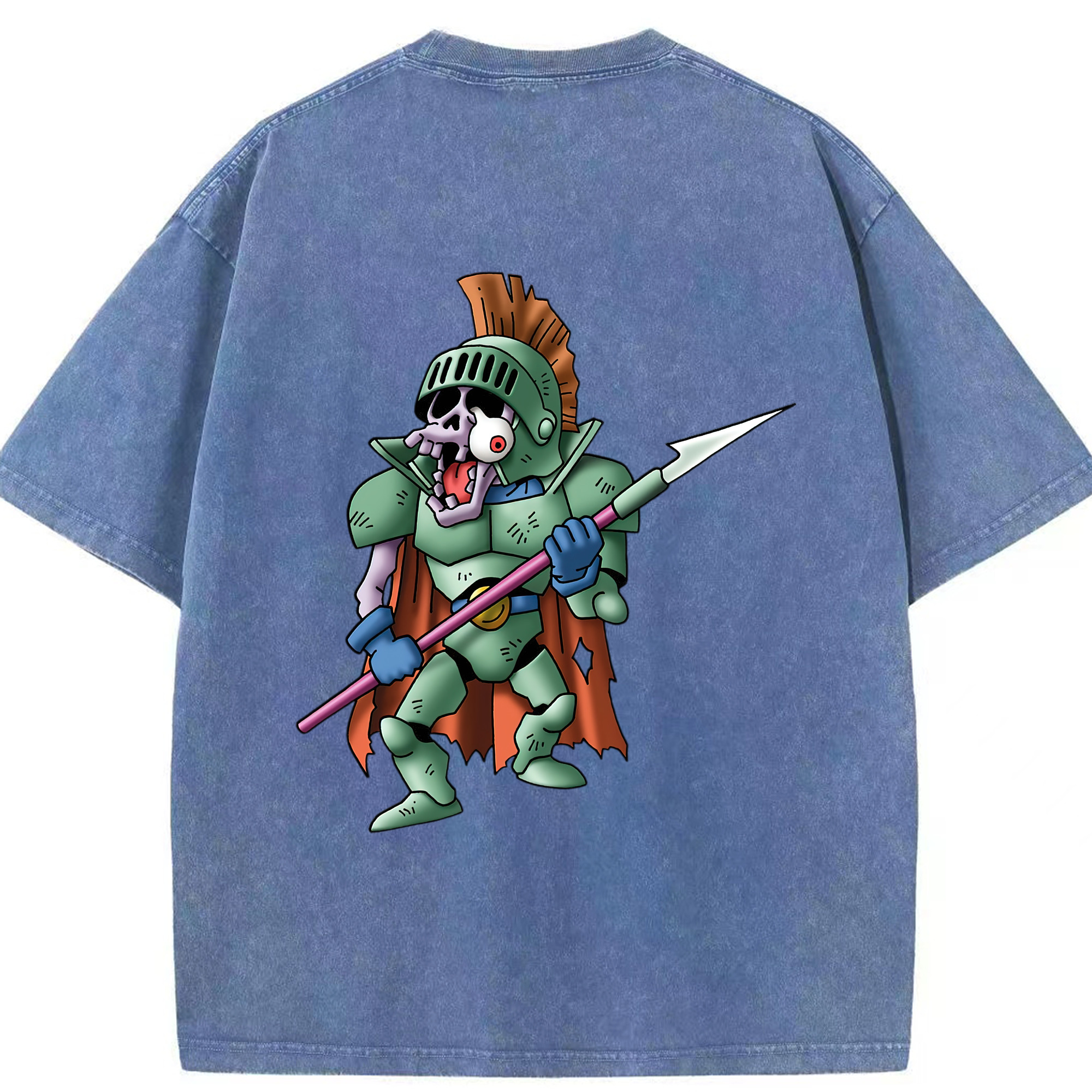 （画像用） ドラゴンクエスト Doragon Kuesuto Dragon Quest 綿100% ヴィンテージ風 半袖Tシャツ（背面プリント）