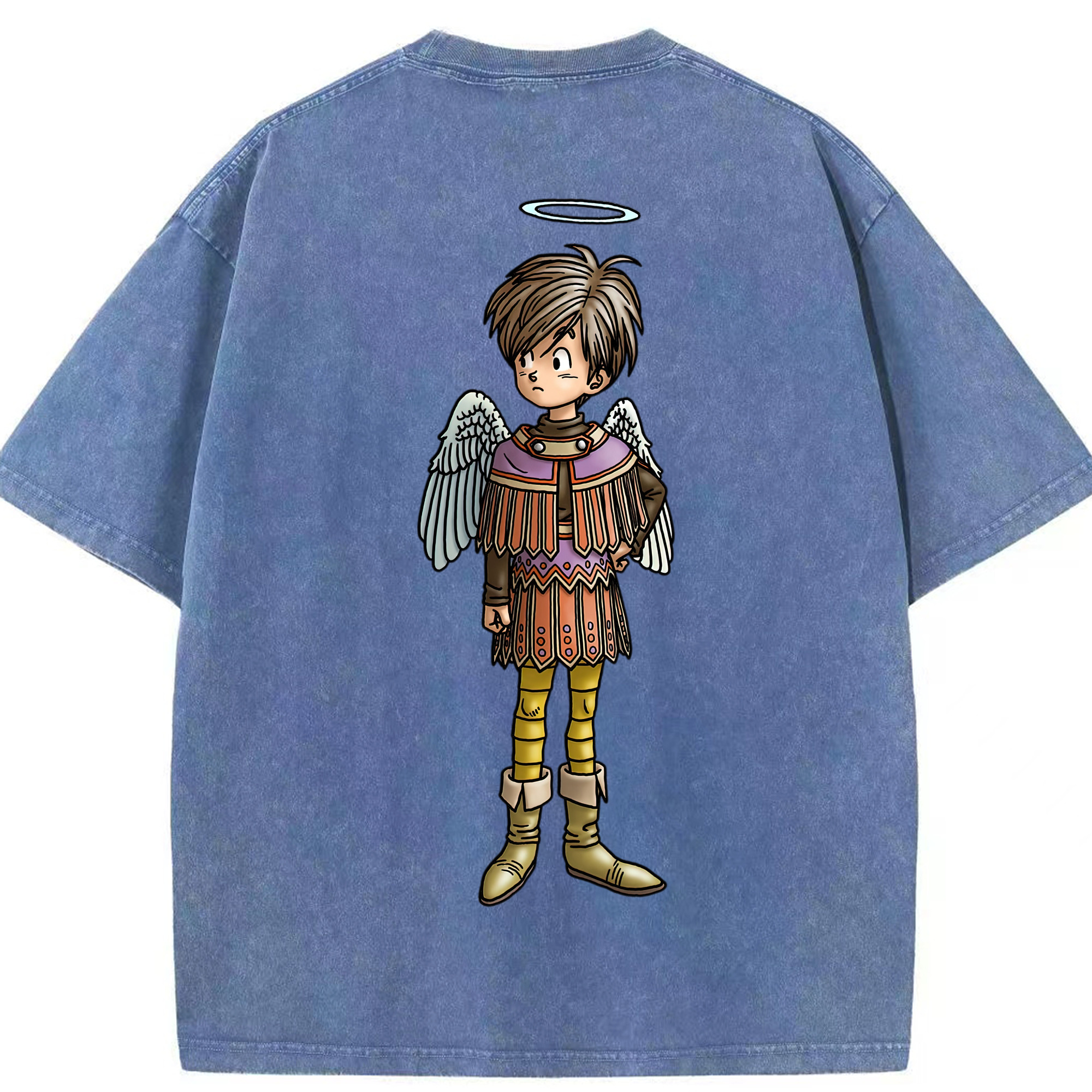 （画像用） ドラゴンクエスト Doragon Kuesuto Dragon Quest 綿100% ヴィンテージ風 半袖Tシャツ（背面プリント）
