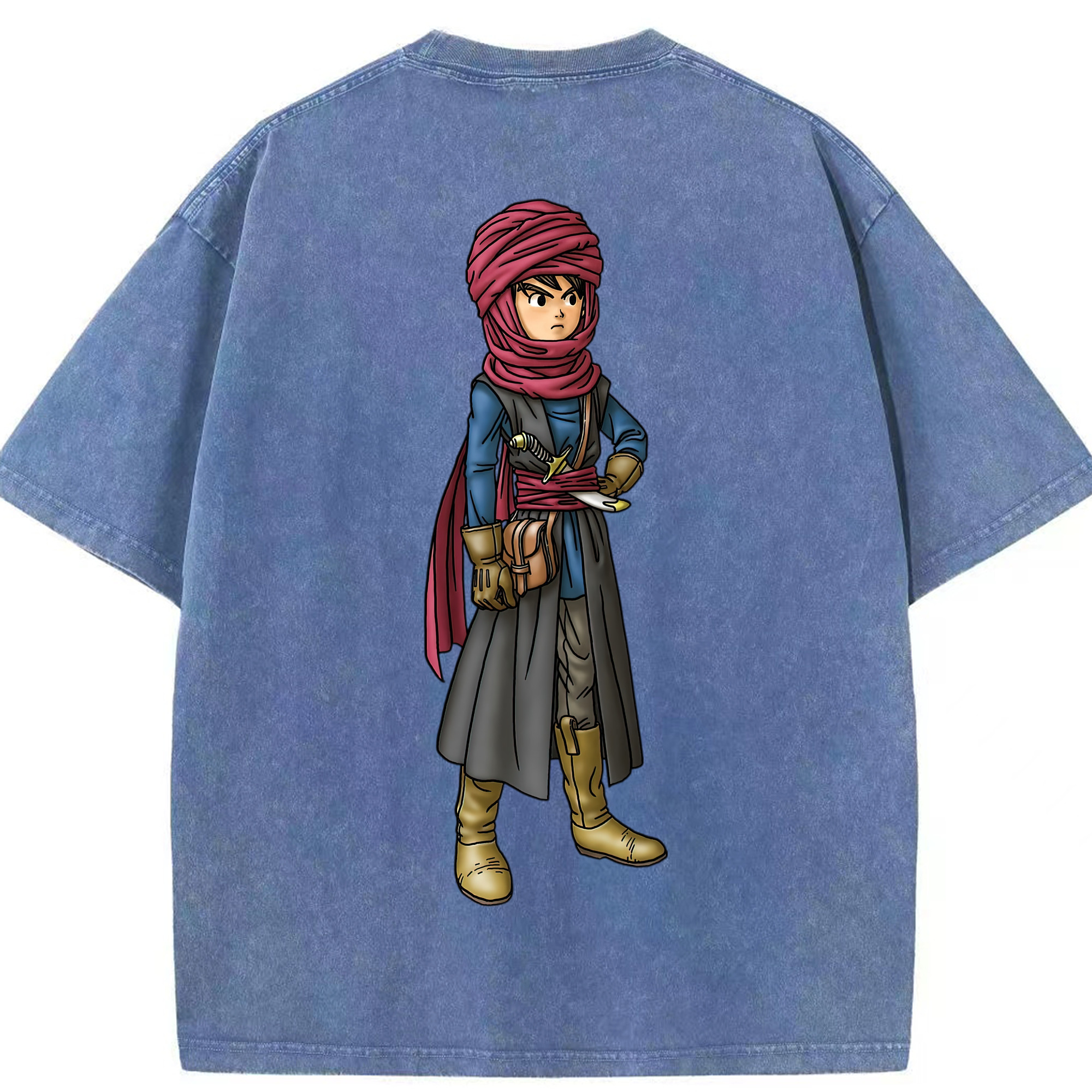 （画像用） ドラゴンクエスト Doragon Kuesuto Dragon Quest 綿100% ヴィンテージ風 半袖Tシャツ（背面プリント）