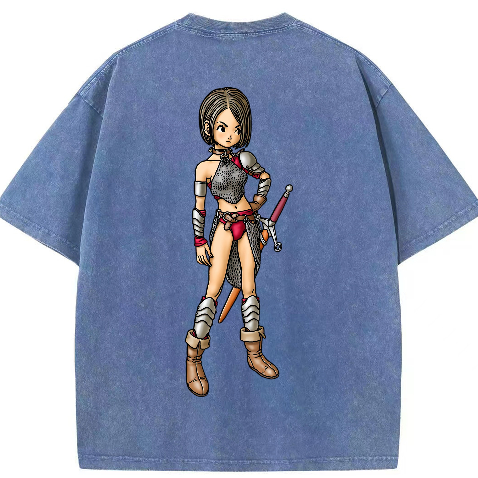 （画像用） ドラゴンクエスト Doragon Kuesuto Dragon Quest 綿100% ヴィンテージ風 半袖Tシャツ（背面プリント）