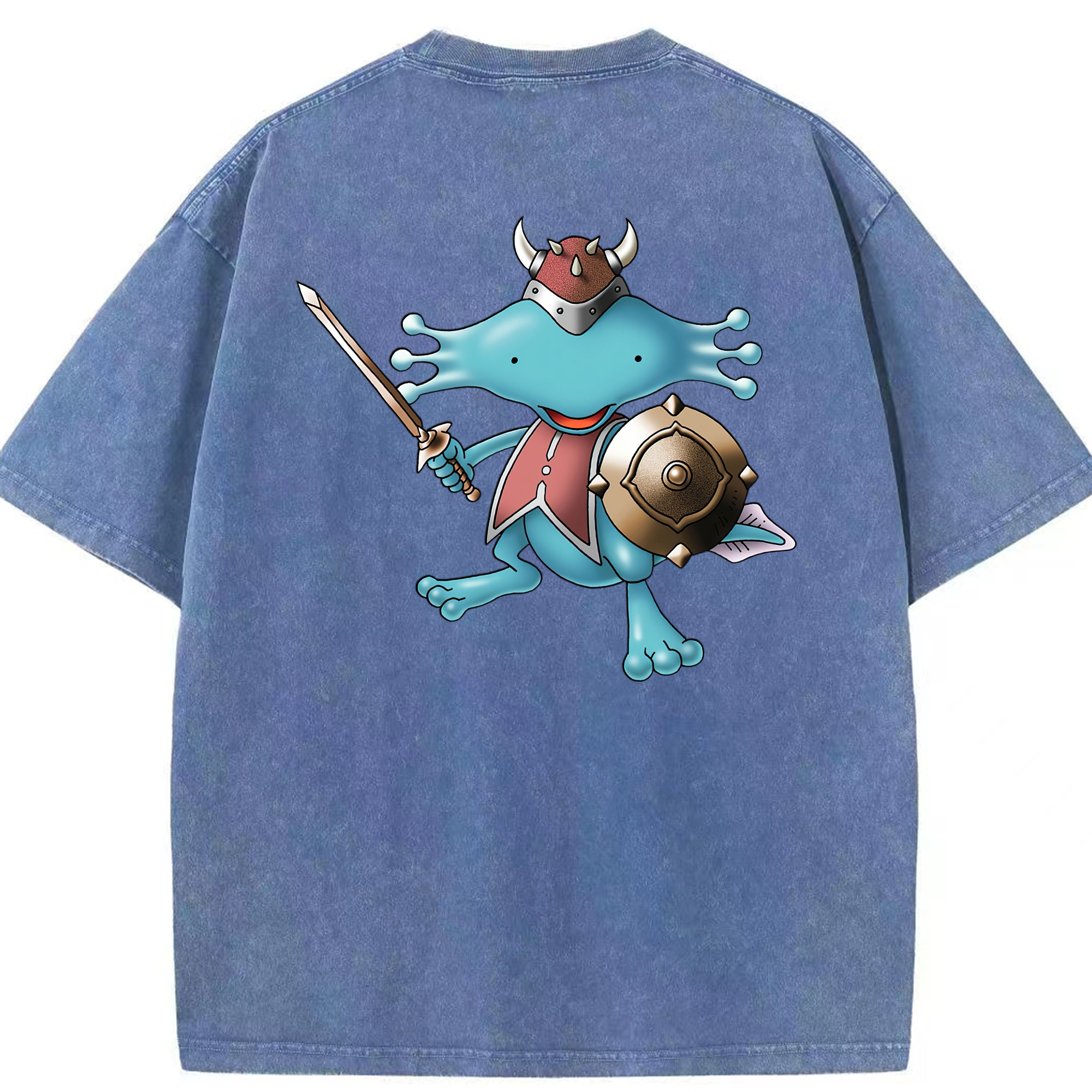 （画像用） ドラゴンクエスト Doragon Kuesuto Dragon Quest 綿100% ヴィンテージ風 半袖Tシャツ（背面プリント）