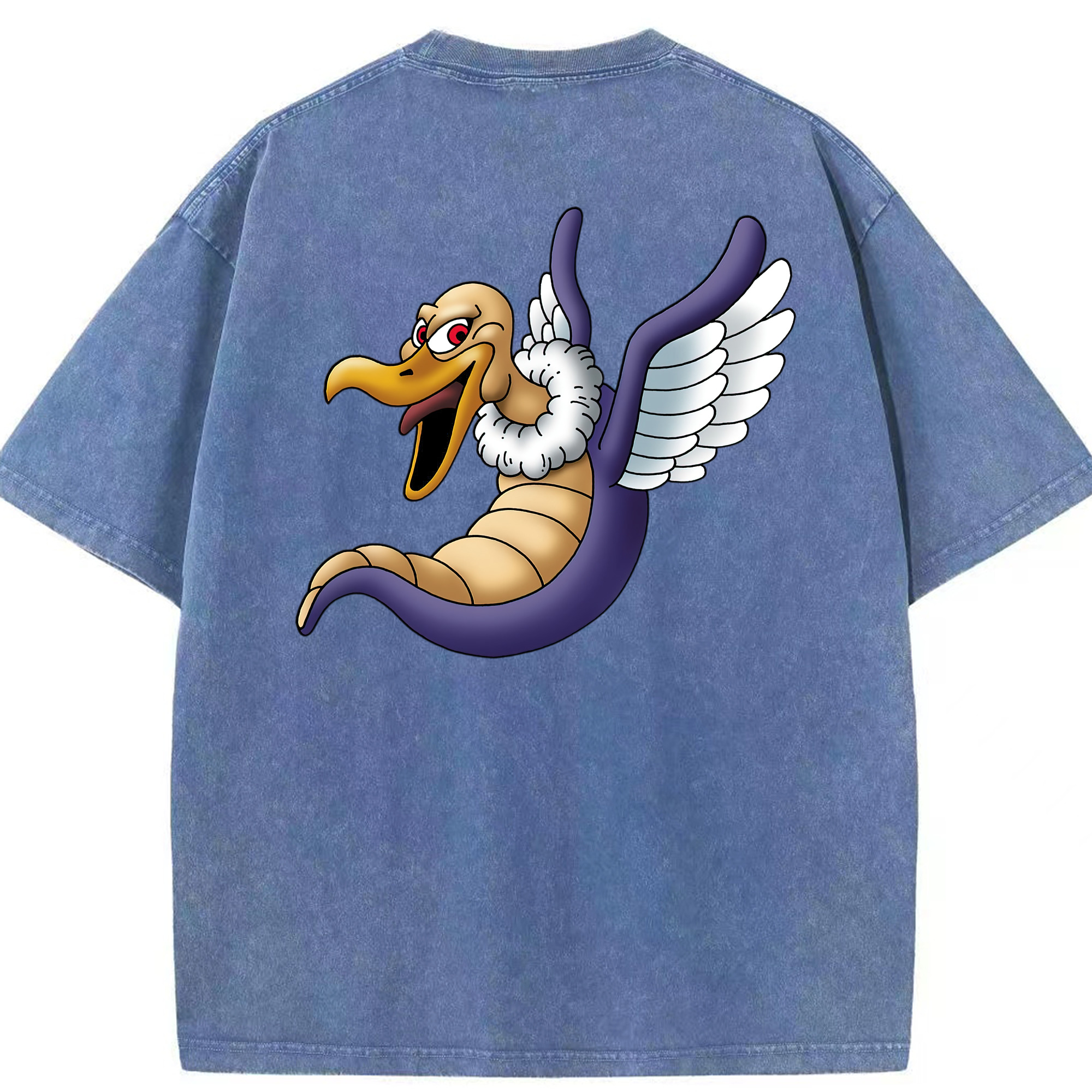（画像用） ドラゴンクエスト Doragon Kuesuto Dragon Quest 綿100% ヴィンテージ風 半袖Tシャツ（背面プリント）