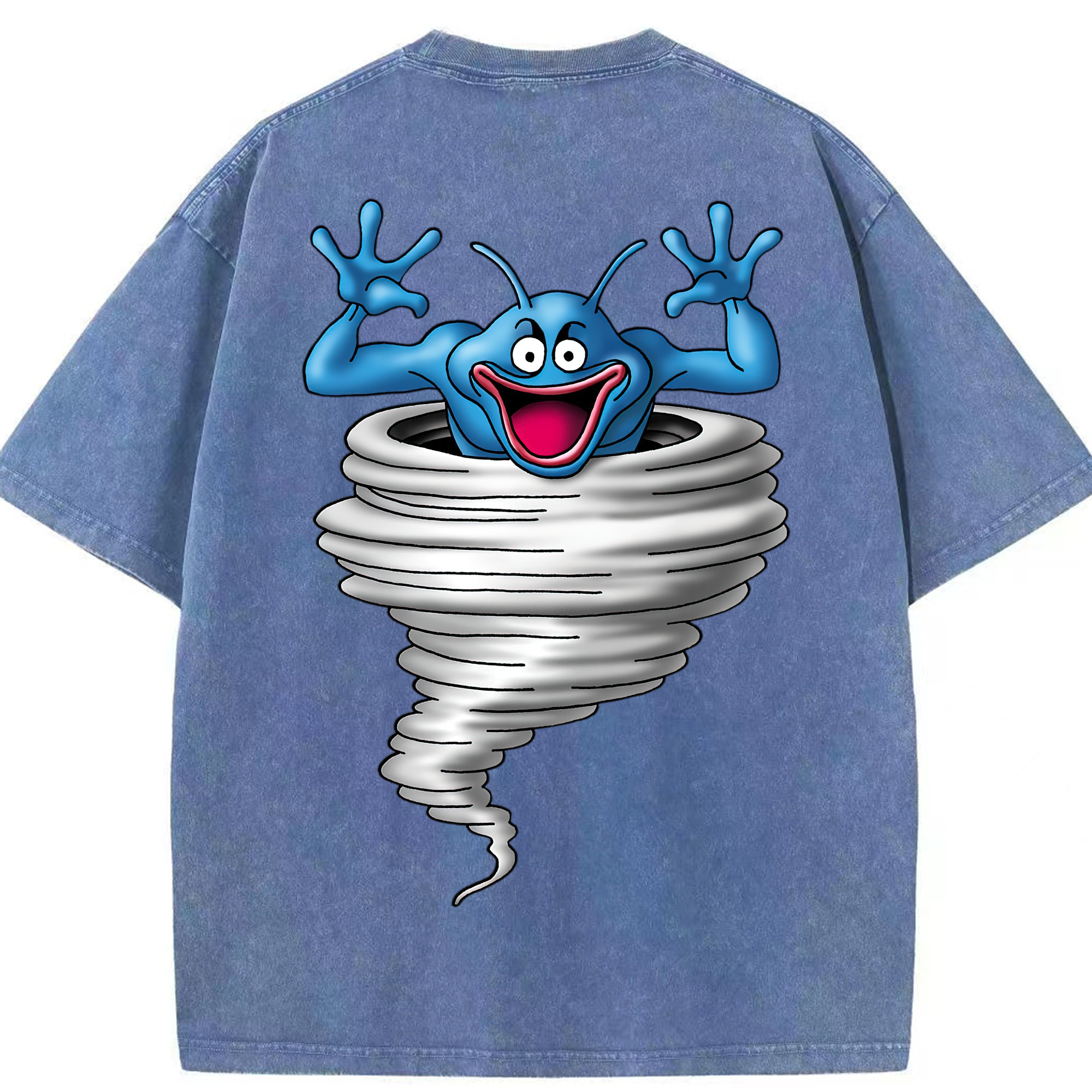 （画像用） ドラゴンクエスト Doragon Kuesuto Dragon Quest 綿100% ヴィンテージ風 半袖Tシャツ（背面プリント）