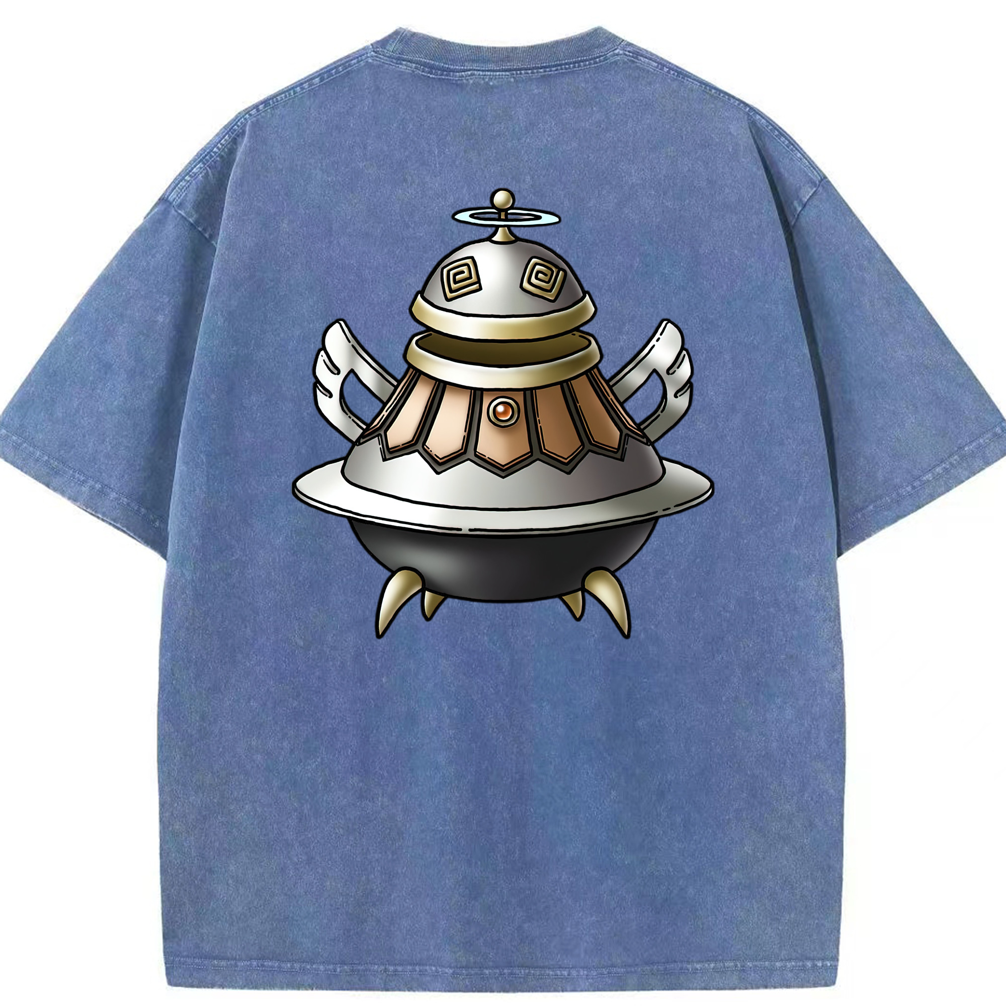 （画像用） ドラゴンクエスト Doragon Kuesuto Dragon Quest 綿100% ヴィンテージ風 半袖Tシャツ（背面プリント）