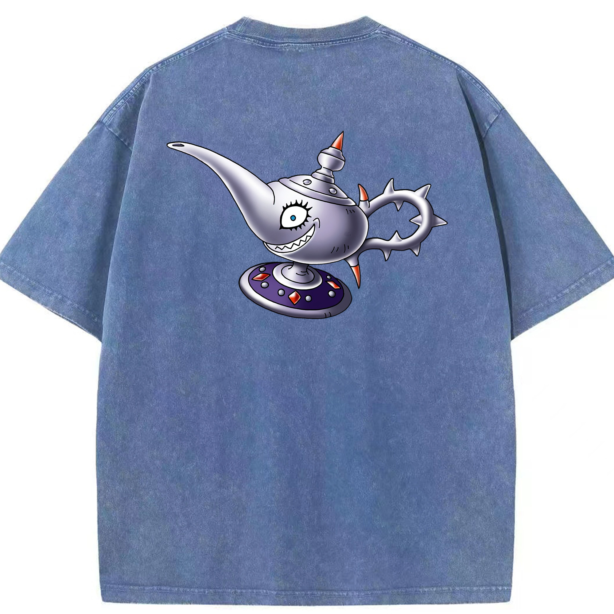 （画像用） ドラゴンクエスト Doragon Kuesuto Dragon Quest 綿100% ヴィンテージ風 半袖Tシャツ（背面プリント）