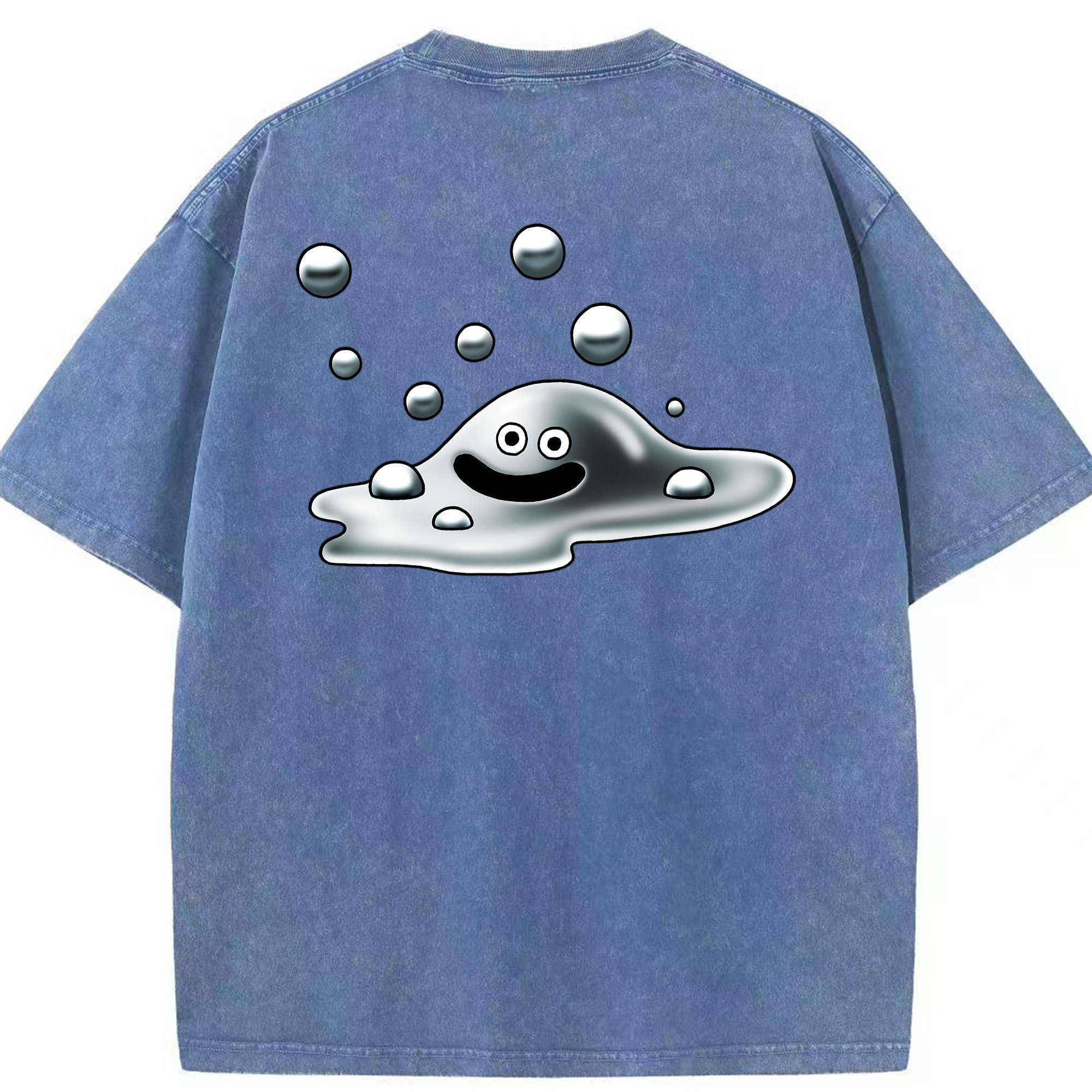 （画像用） ドラゴンクエスト Doragon Kuesuto Dragon Quest 綿100% ヴィンテージ風 半袖Tシャツ（背面プリント）
