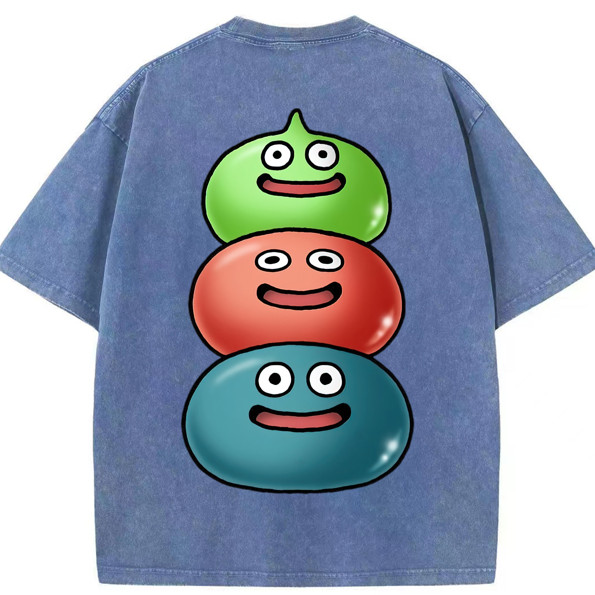 （画像用） ドラゴンクエスト Doragon Kuesuto Dragon Quest 綿100% ヴィンテージ風 半袖Tシャツ（背面プリント）