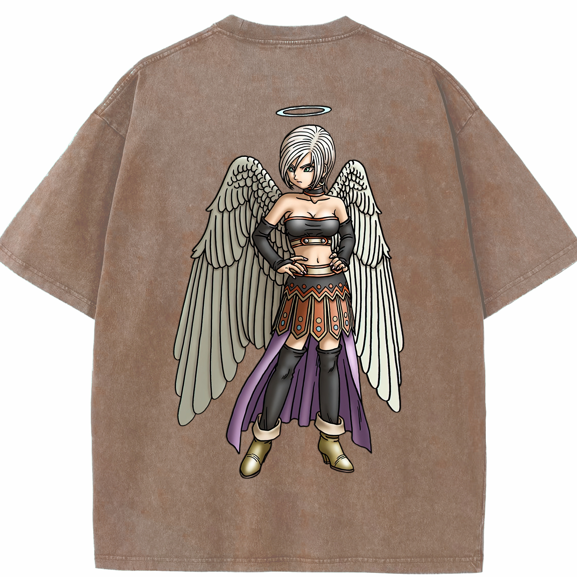 （画像用） ドラゴンクエスト Doragon Kuesuto Dragon Quest 綿100% ヴィンテージ風 半袖Tシャツ（背面プリント）