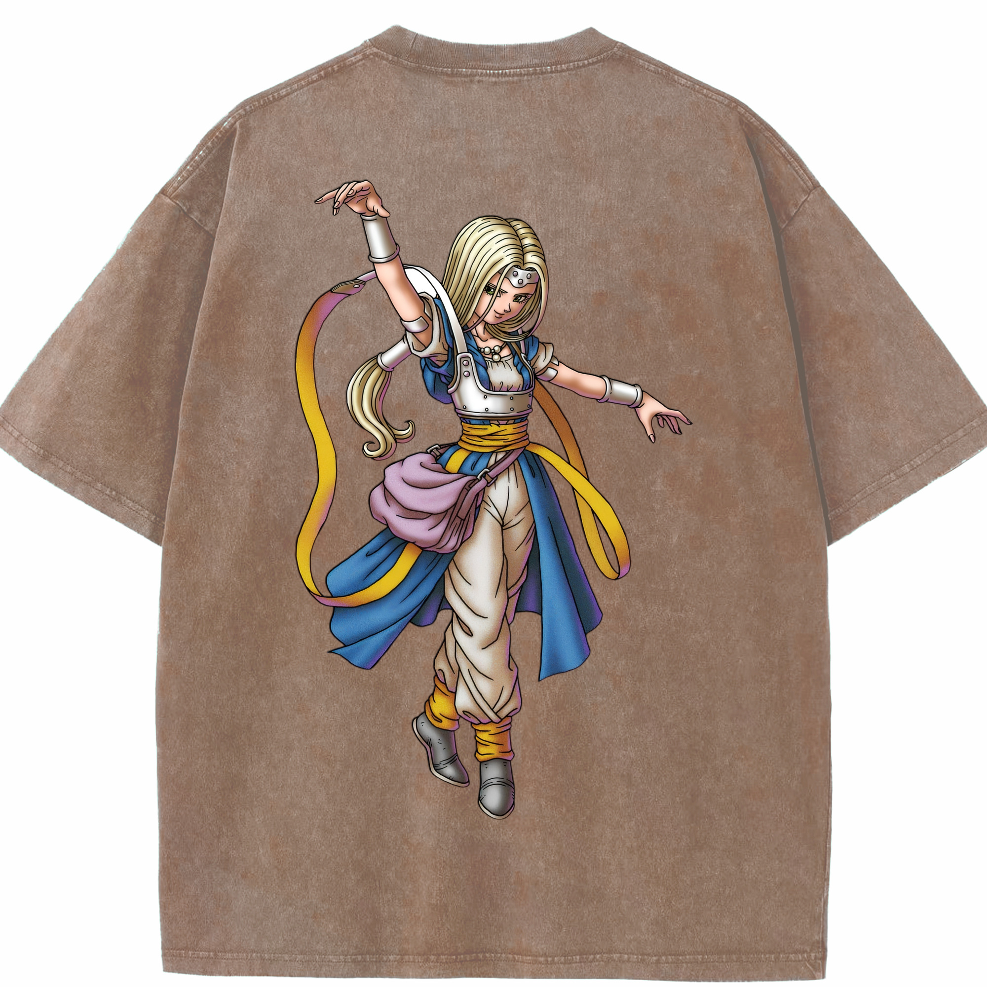（画像用） ドラゴンクエスト Doragon Kuesuto Dragon Quest 綿100% ヴィンテージ風 半袖Tシャツ（背面プリント）