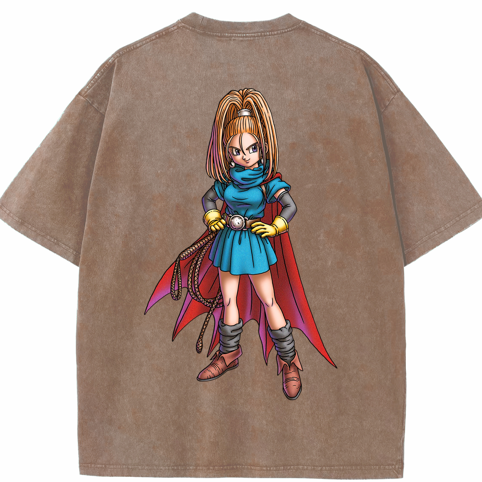 （画像用） ドラゴンクエスト Doragon Kuesuto Dragon Quest 綿100% ヴィンテージ風 半袖Tシャツ（背面プリント）