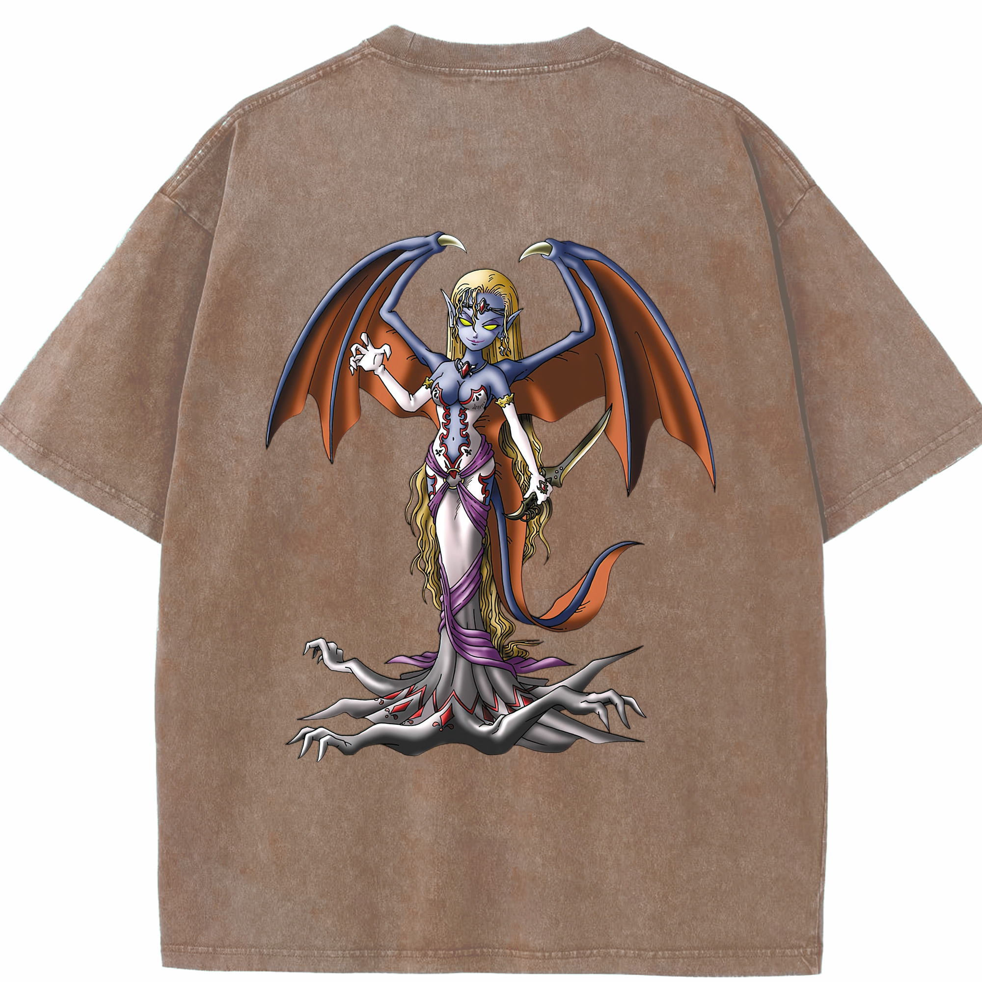 （画像用） ドラゴンクエスト Doragon Kuesuto Dragon Quest 綿100% ヴィンテージ風 半袖Tシャツ（背面プリント）