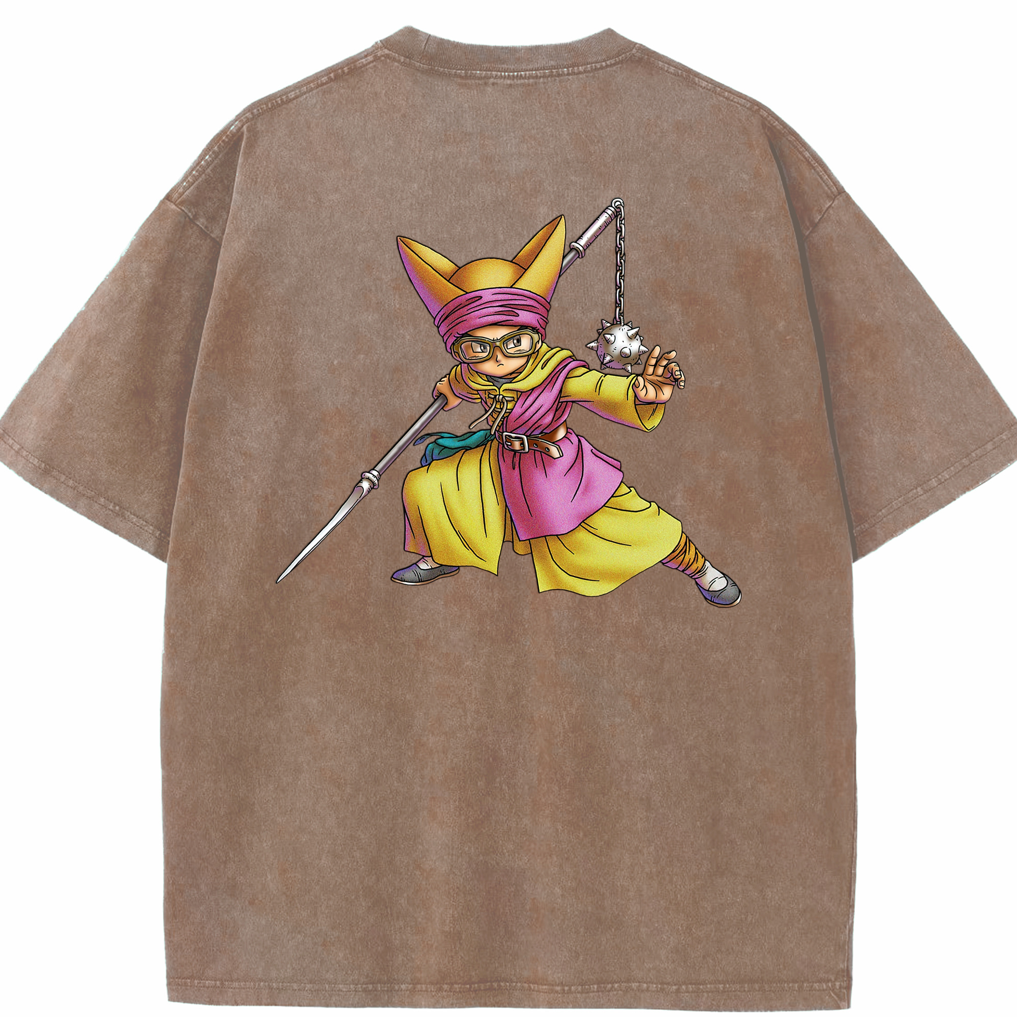 （画像用） ドラゴンクエスト Doragon Kuesuto Dragon Quest 綿100% ヴィンテージ風 半袖Tシャツ（背面プリント）