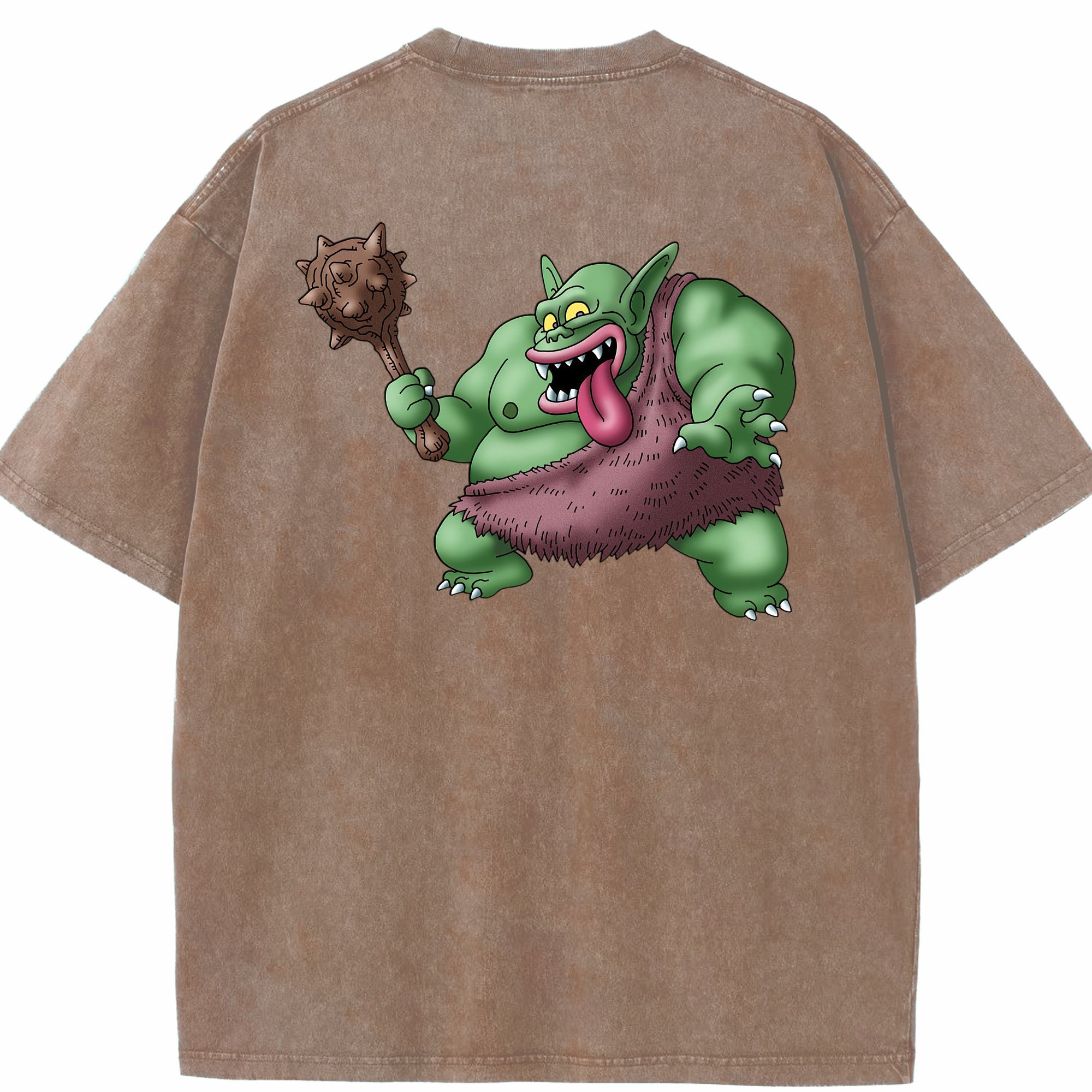 （画像用） ドラゴンクエスト Doragon Kuesuto Dragon Quest 綿100% ヴィンテージ風 半袖Tシャツ（背面プリント）