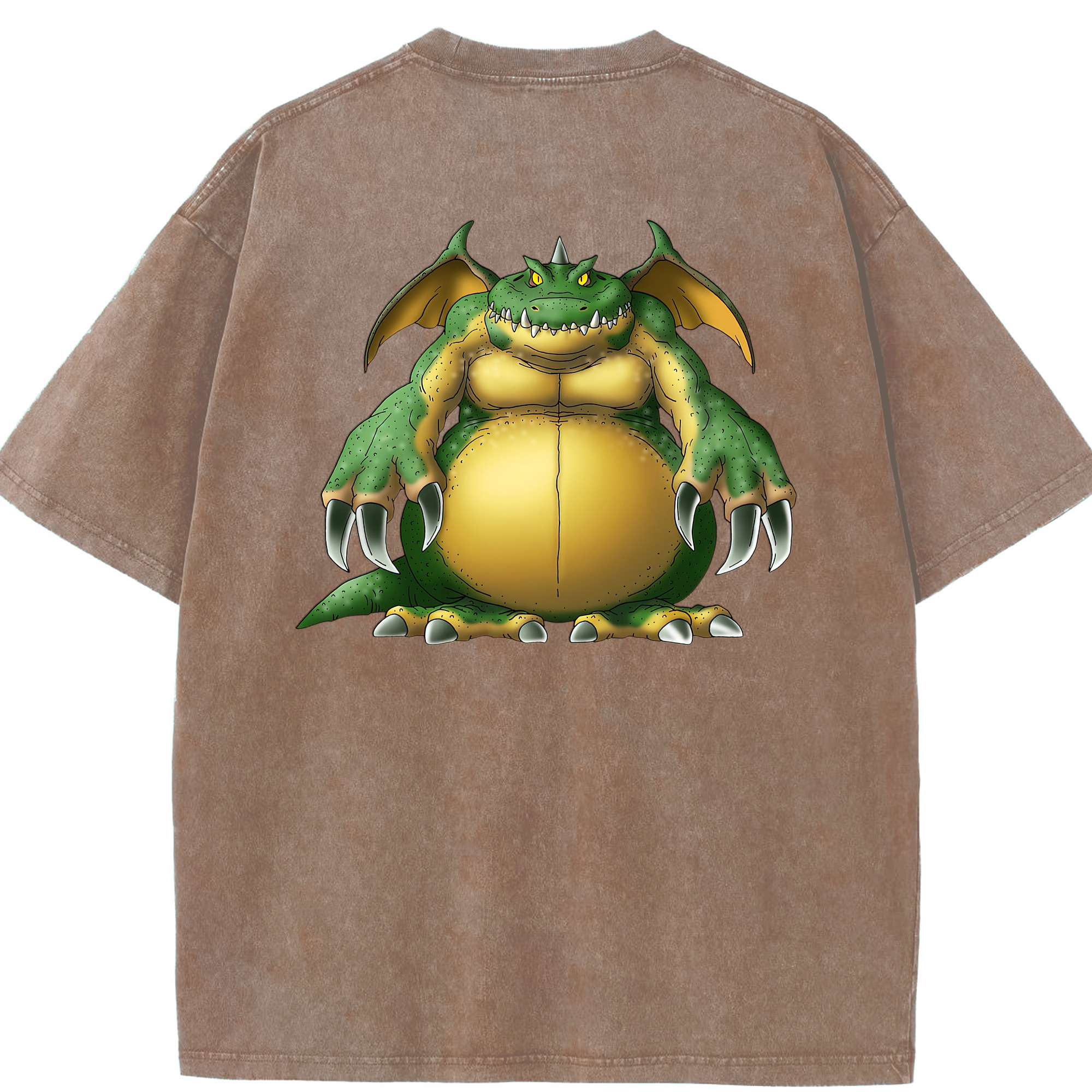 （画像用） ドラゴンクエスト Doragon Kuesuto Dragon Quest 綿100% ヴィンテージ風 半袖Tシャツ（背面プリント）