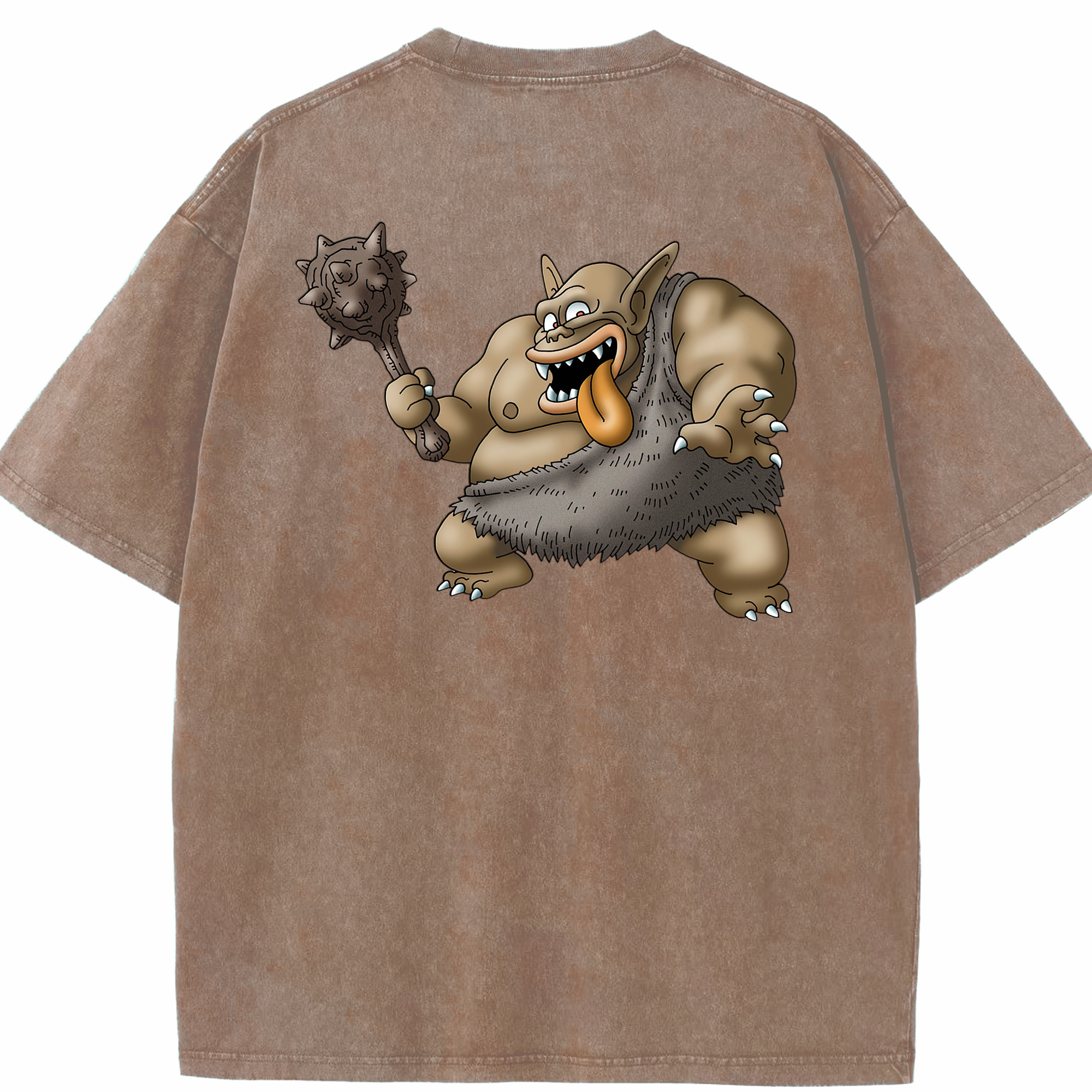 （画像用） ドラゴンクエスト Doragon Kuesuto Dragon Quest 綿100% ヴィンテージ風 半袖Tシャツ（背面プリント）