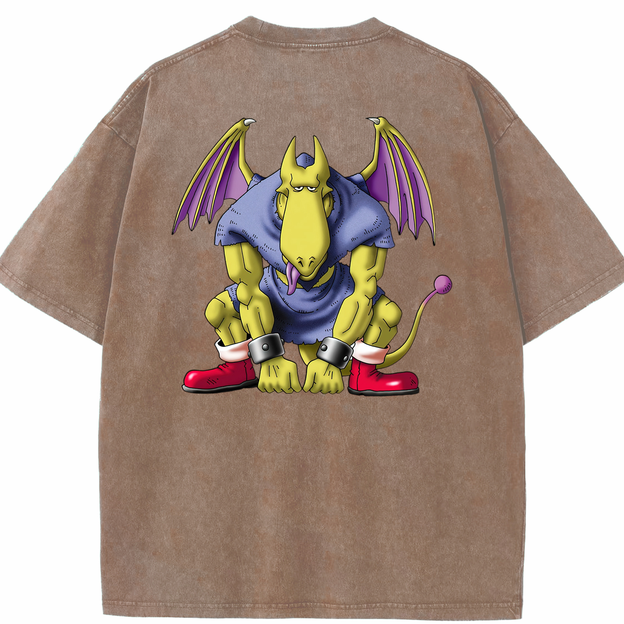 （画像用） ドラゴンクエスト Doragon Kuesuto Dragon Quest 綿100% ヴィンテージ風 半袖Tシャツ（背面プリント）