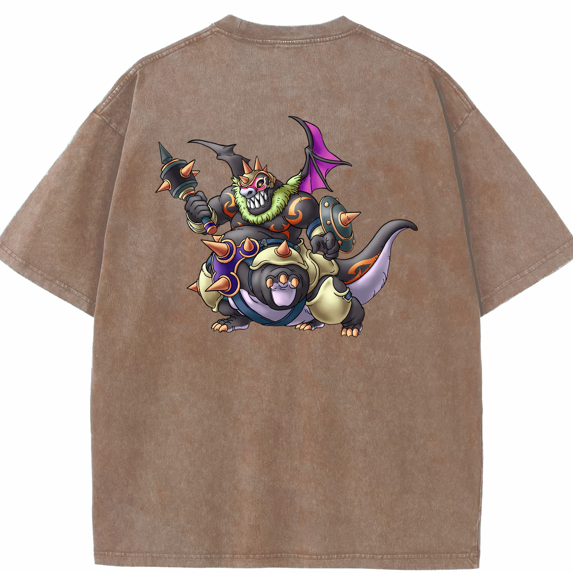 （画像用） ドラゴンクエスト Doragon Kuesuto Dragon Quest 綿100% ヴィンテージ風 半袖Tシャツ（背面プリント）