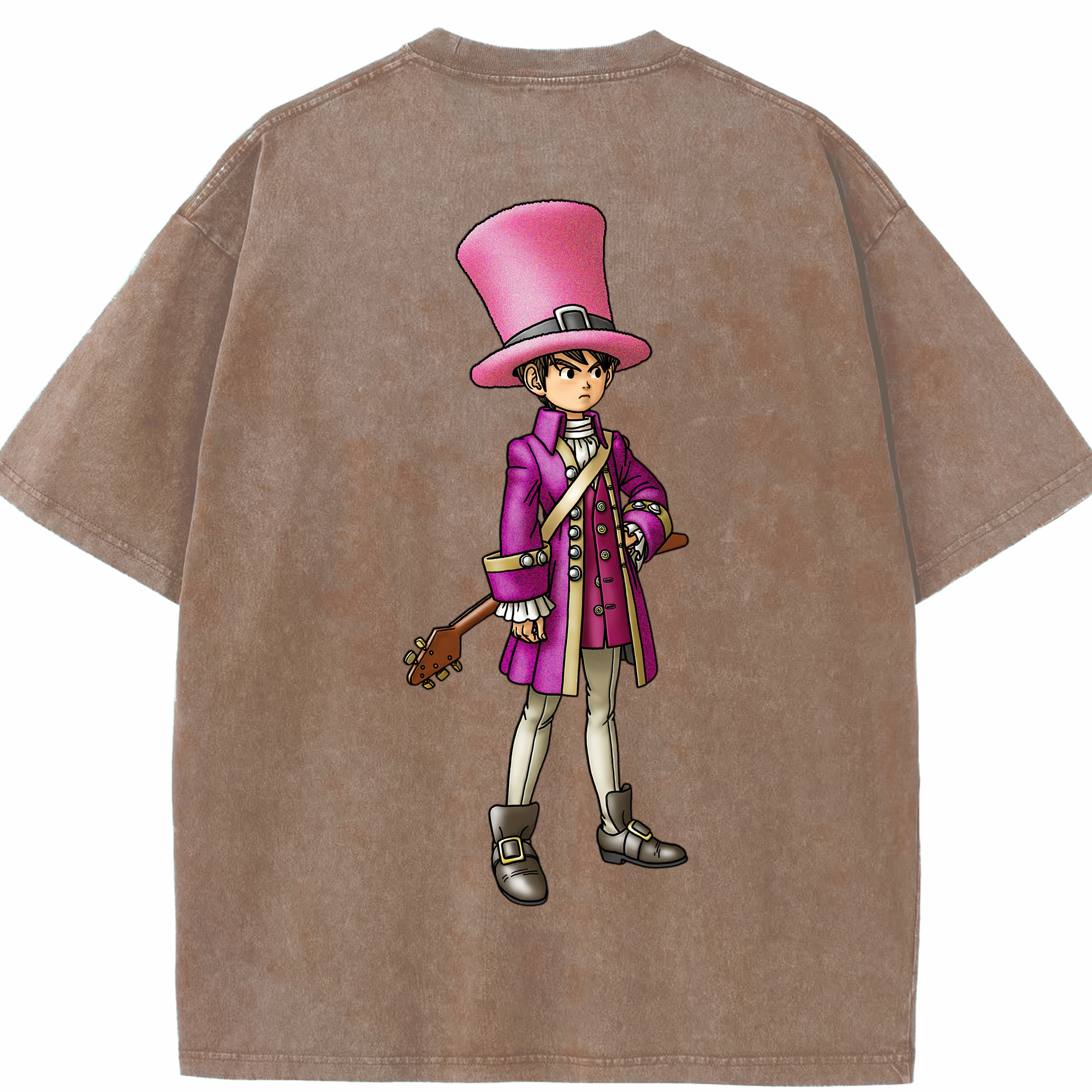 （画像用） ドラゴンクエスト Doragon Kuesuto Dragon Quest 綿100% ヴィンテージ風 半袖Tシャツ（背面プリント）