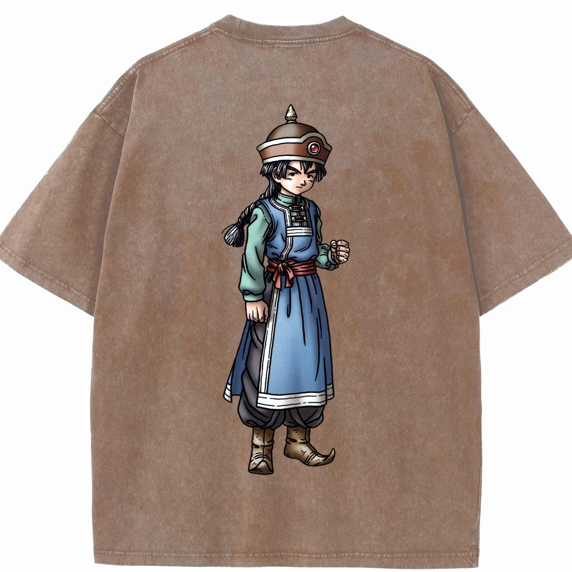 （画像用） ドラゴンクエスト Doragon Kuesuto Dragon Quest 綿100% ヴィンテージ風 半袖Tシャツ（背面プリント）