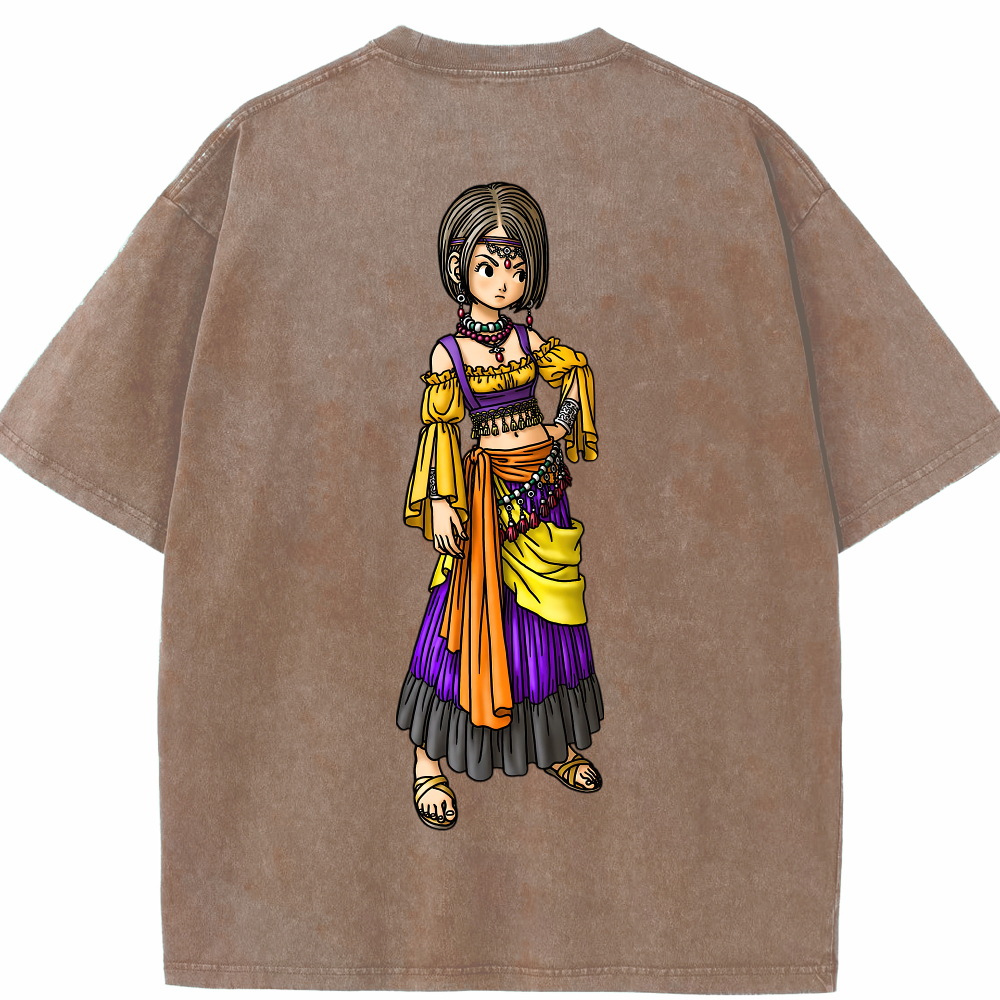 （画像用） ドラゴンクエスト Doragon Kuesuto Dragon Quest 綿100% ヴィンテージ風 半袖Tシャツ（背面プリント）