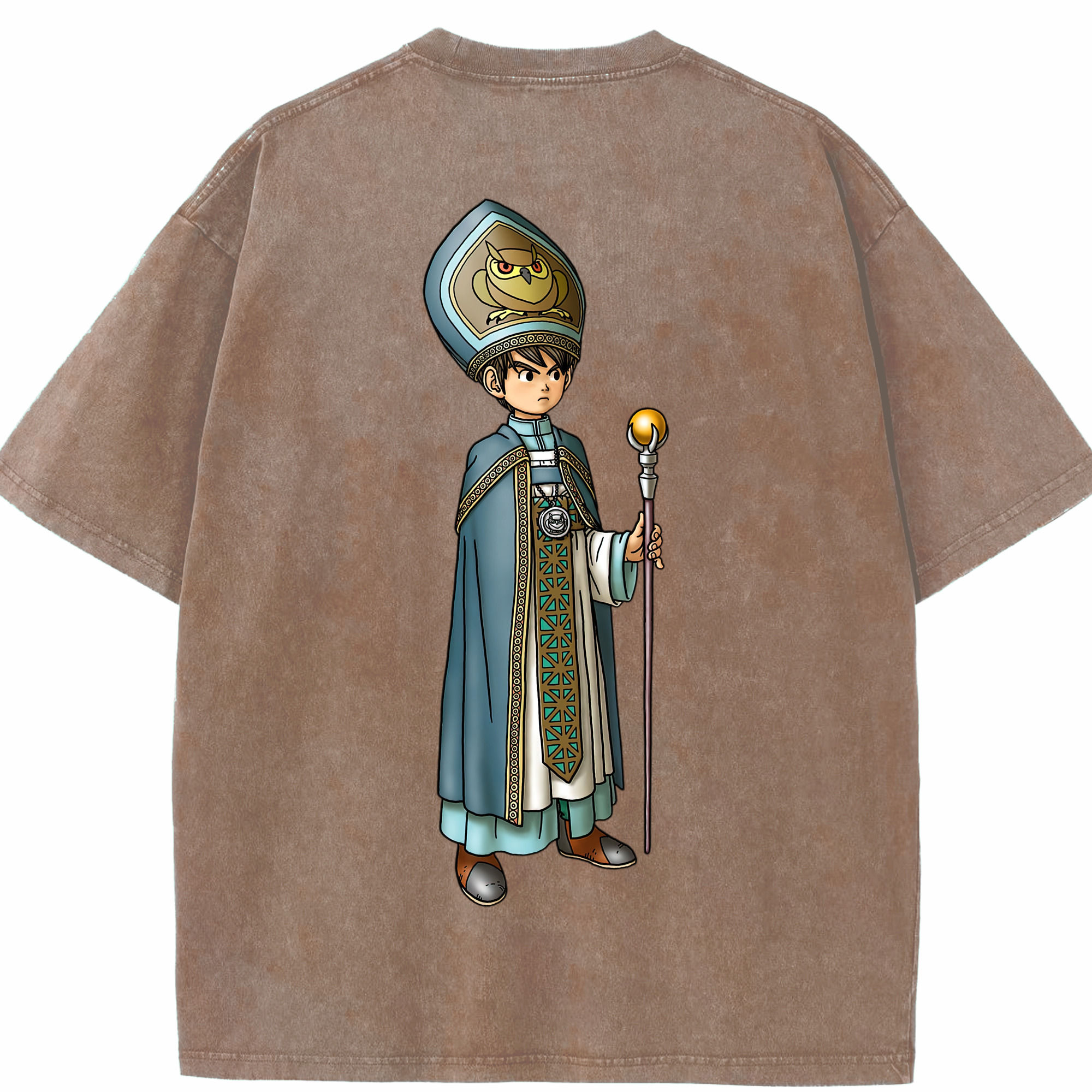 （画像用） ドラゴンクエスト Doragon Kuesuto Dragon Quest 綿100% ヴィンテージ風 半袖Tシャツ（背面プリント）