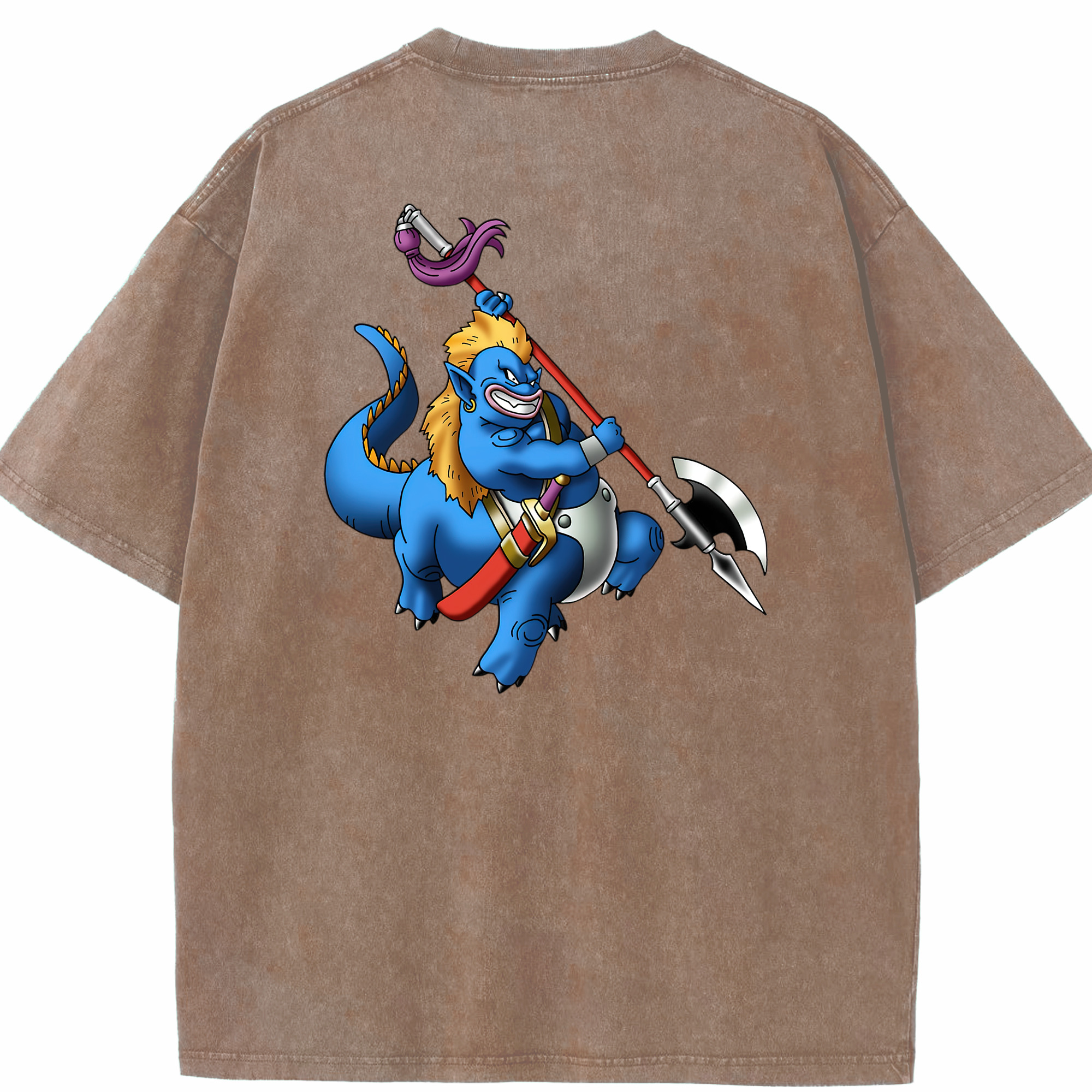 （画像用） ドラゴンクエスト Doragon Kuesuto Dragon Quest 綿100% ヴィンテージ風 半袖Tシャツ（背面プリント）