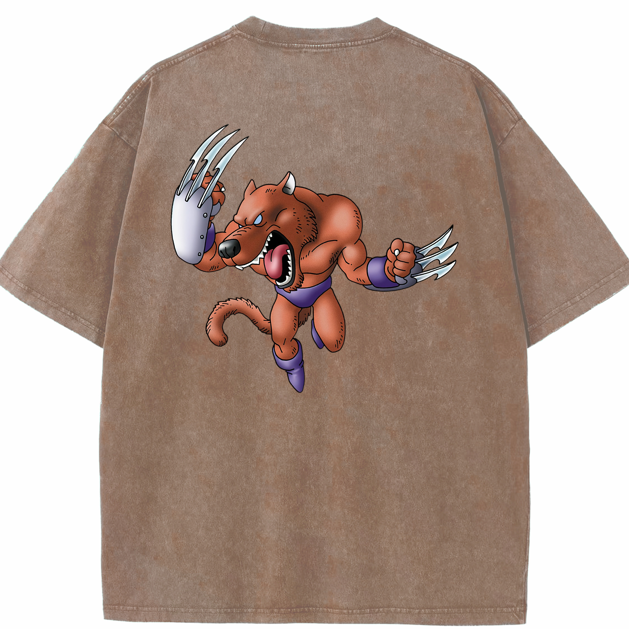 （画像用） ドラゴンクエスト Doragon Kuesuto Dragon Quest 綿100% ヴィンテージ風 半袖Tシャツ（背面プリント）