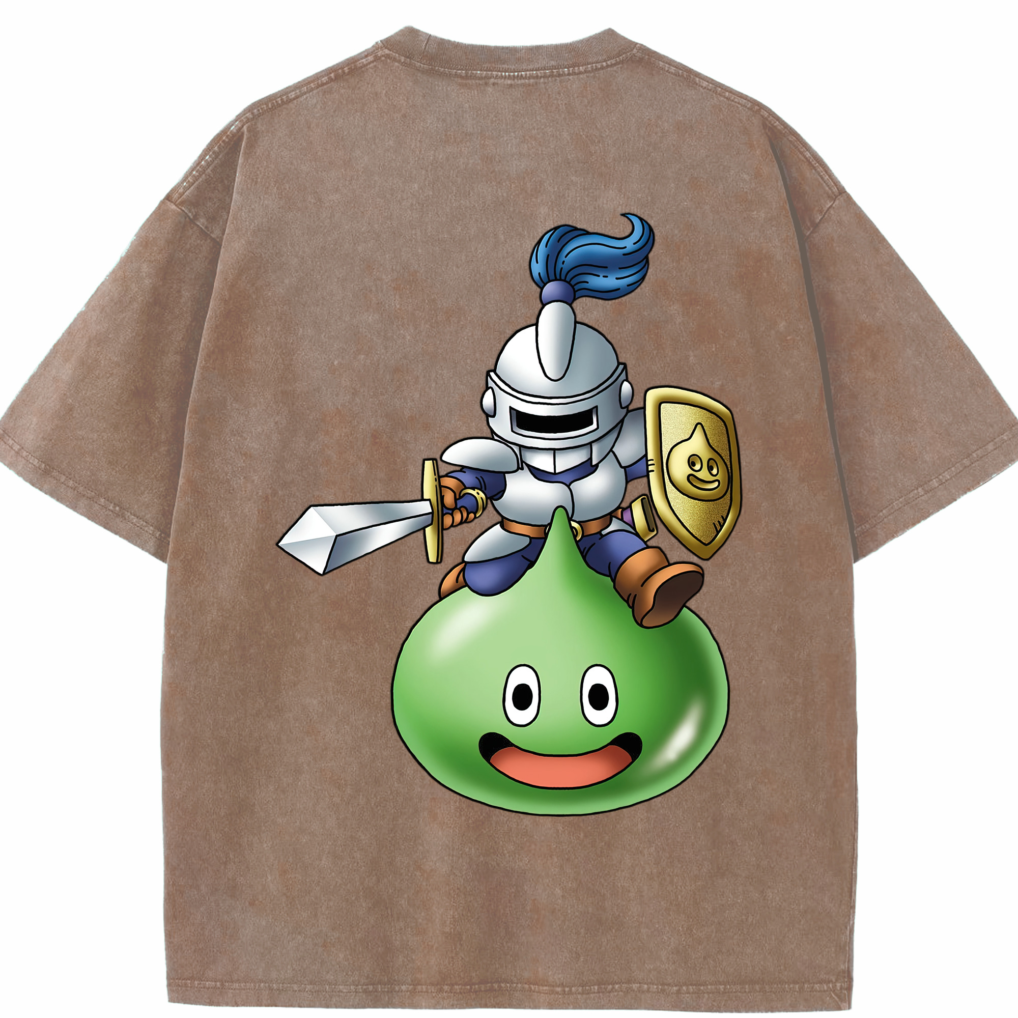 （画像用） ドラゴンクエスト Doragon Kuesuto Dragon Quest 綿100% ヴィンテージ風 半袖Tシャツ（背面プリント）