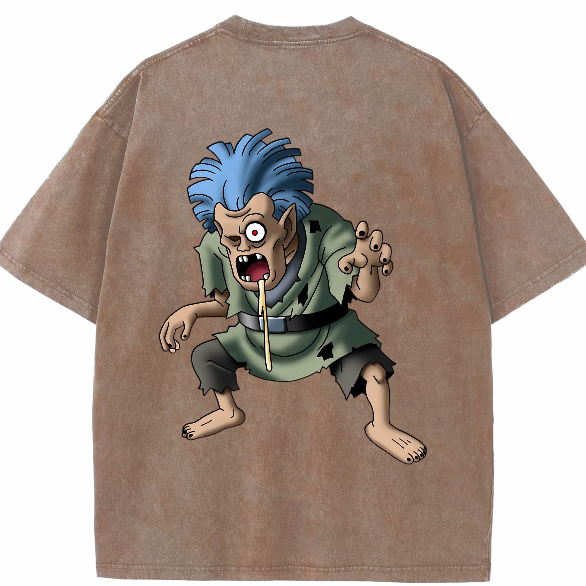 （画像用） ドラゴンクエスト Doragon Kuesuto Dragon Quest 綿100% ヴィンテージ風 半袖Tシャツ（背面プリント）