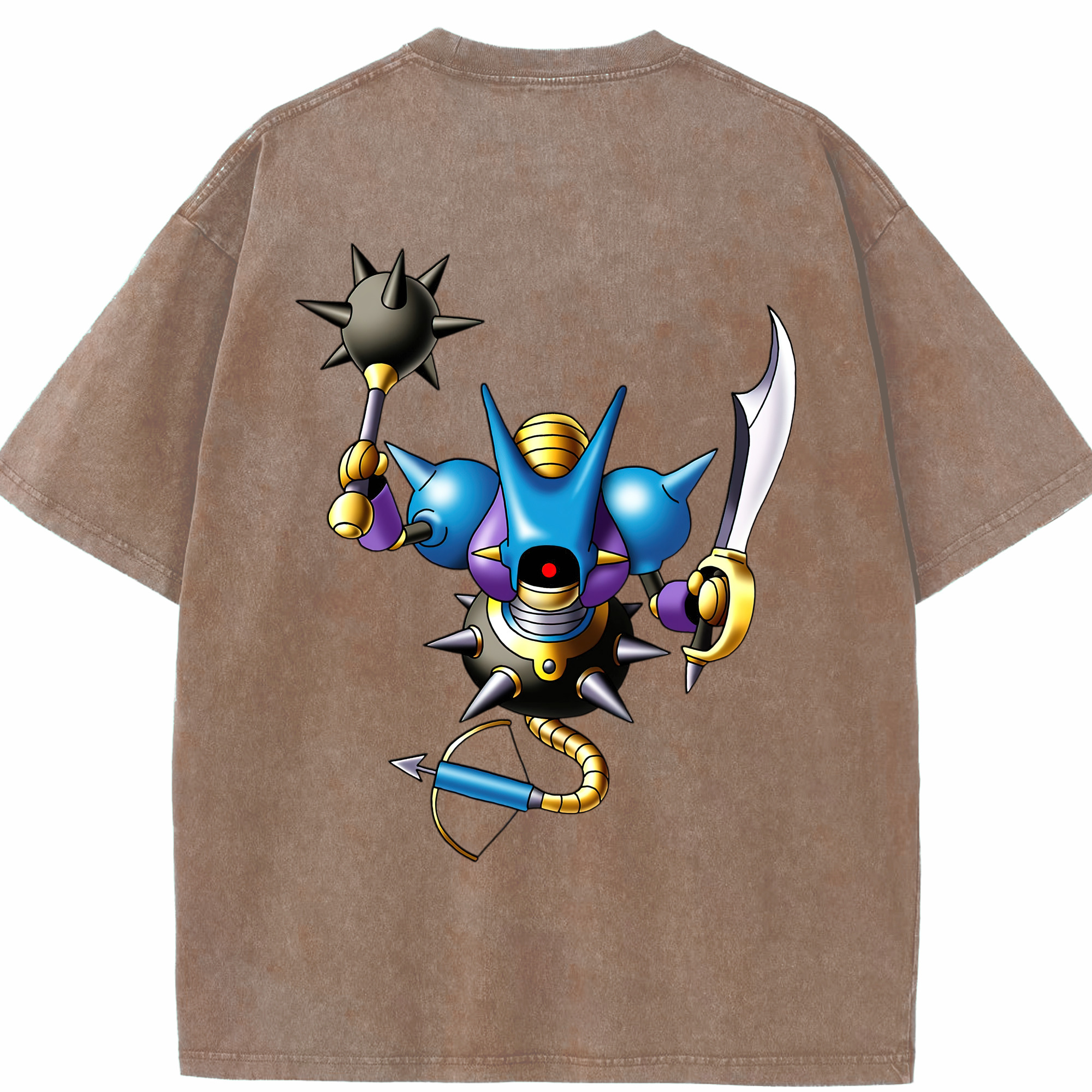 （画像用） ドラゴンクエスト Doragon Kuesuto Dragon Quest 綿100% ヴィンテージ風 半袖Tシャツ（背面プリント）