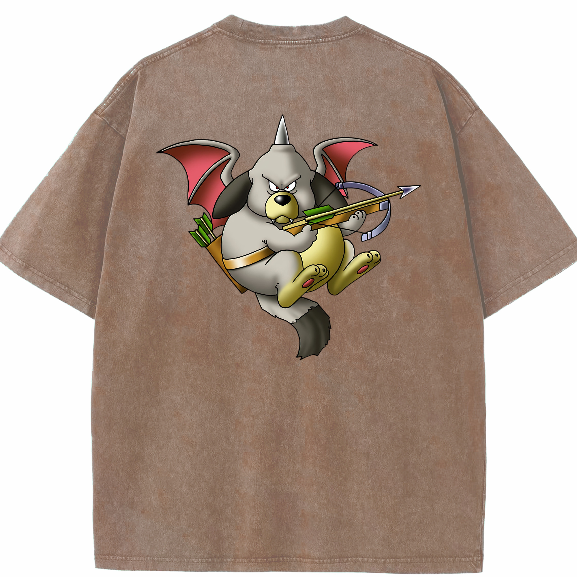 （画像用） ドラゴンクエスト Doragon Kuesuto Dragon Quest 綿100% ヴィンテージ風 半袖Tシャツ（背面プリント）
