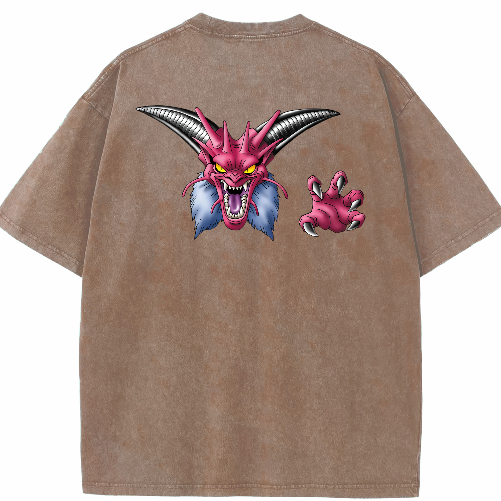 （画像用） ドラゴンクエスト Doragon Kuesuto Dragon Quest 綿100% ヴィンテージ風 半袖Tシャツ（背面プリント）