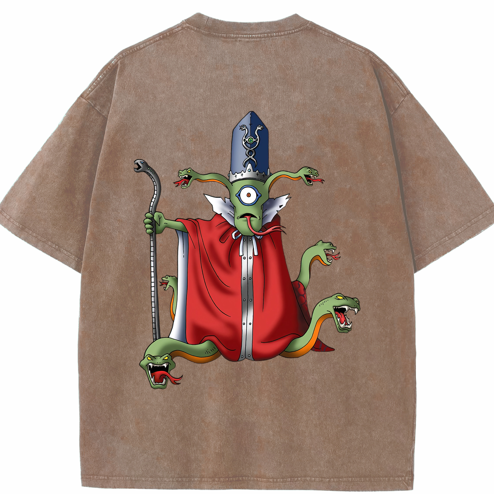 （画像用） ドラゴンクエスト Doragon Kuesuto Dragon Quest 綿100% ヴィンテージ風 半袖Tシャツ（背面プリント）