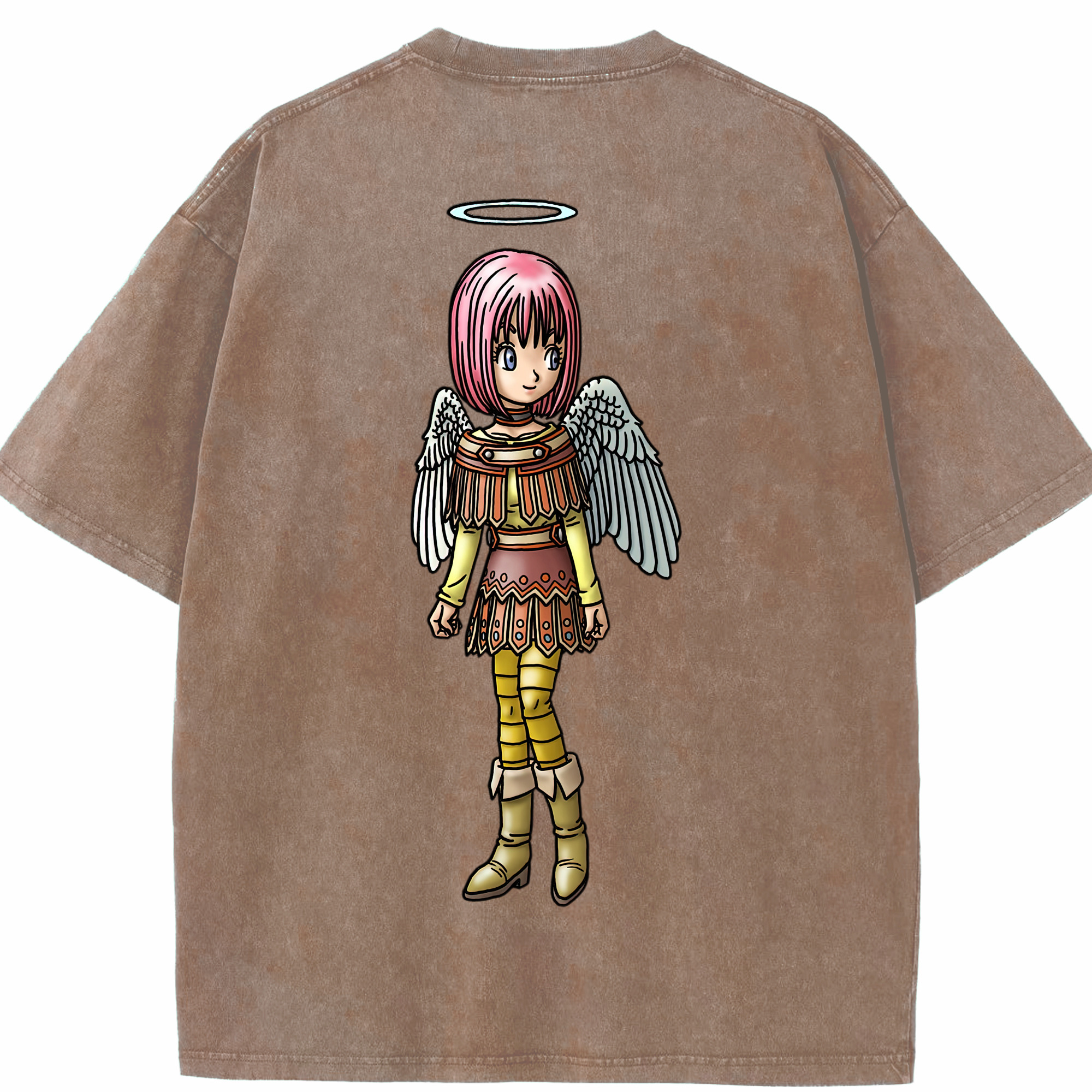 （画像用） ドラゴンクエスト Doragon Kuesuto Dragon Quest 綿100% ヴィンテージ風 半袖Tシャツ（背面プリント）