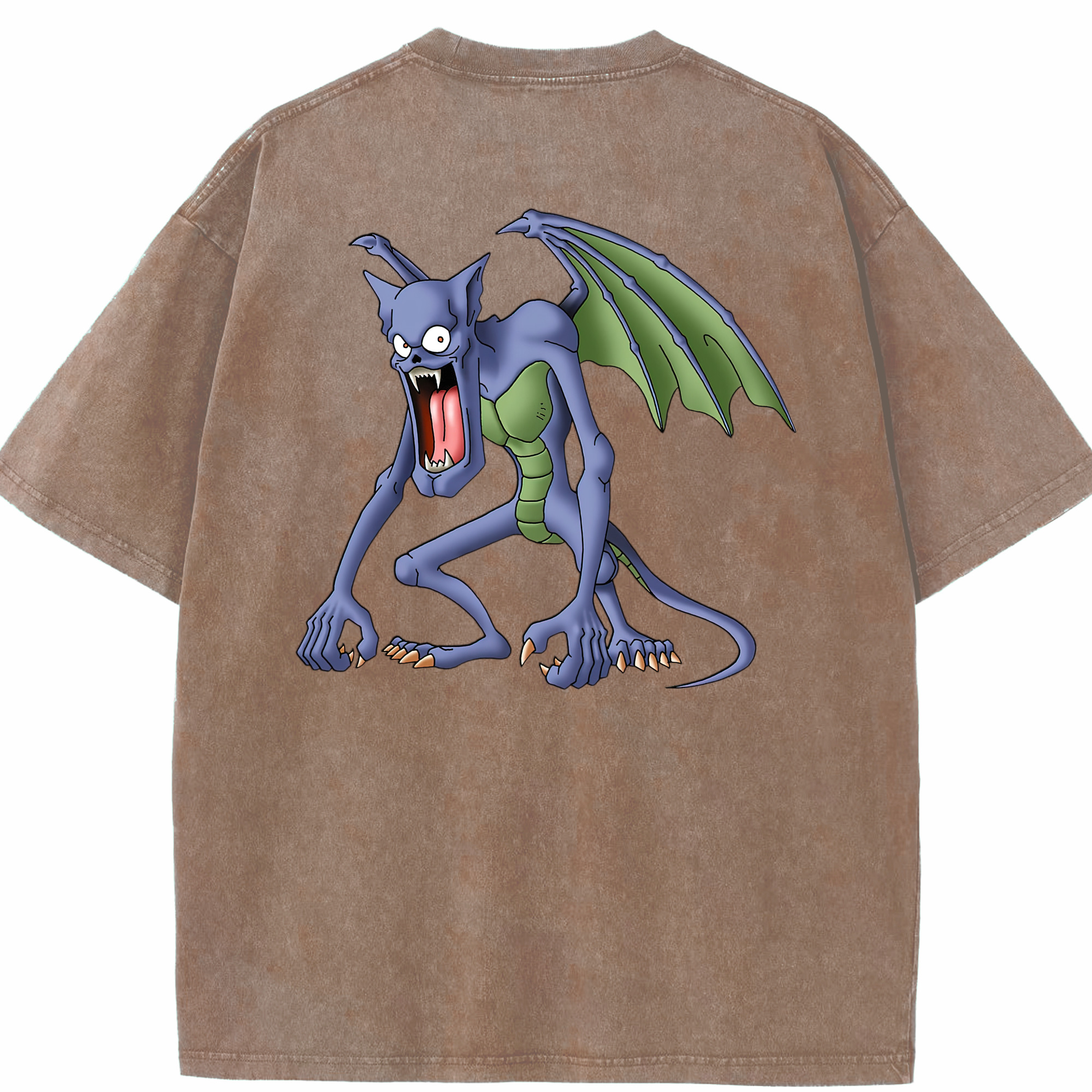 （画像用） ドラゴンクエスト Doragon Kuesuto Dragon Quest 綿100% ヴィンテージ風 半袖Tシャツ（背面プリント）