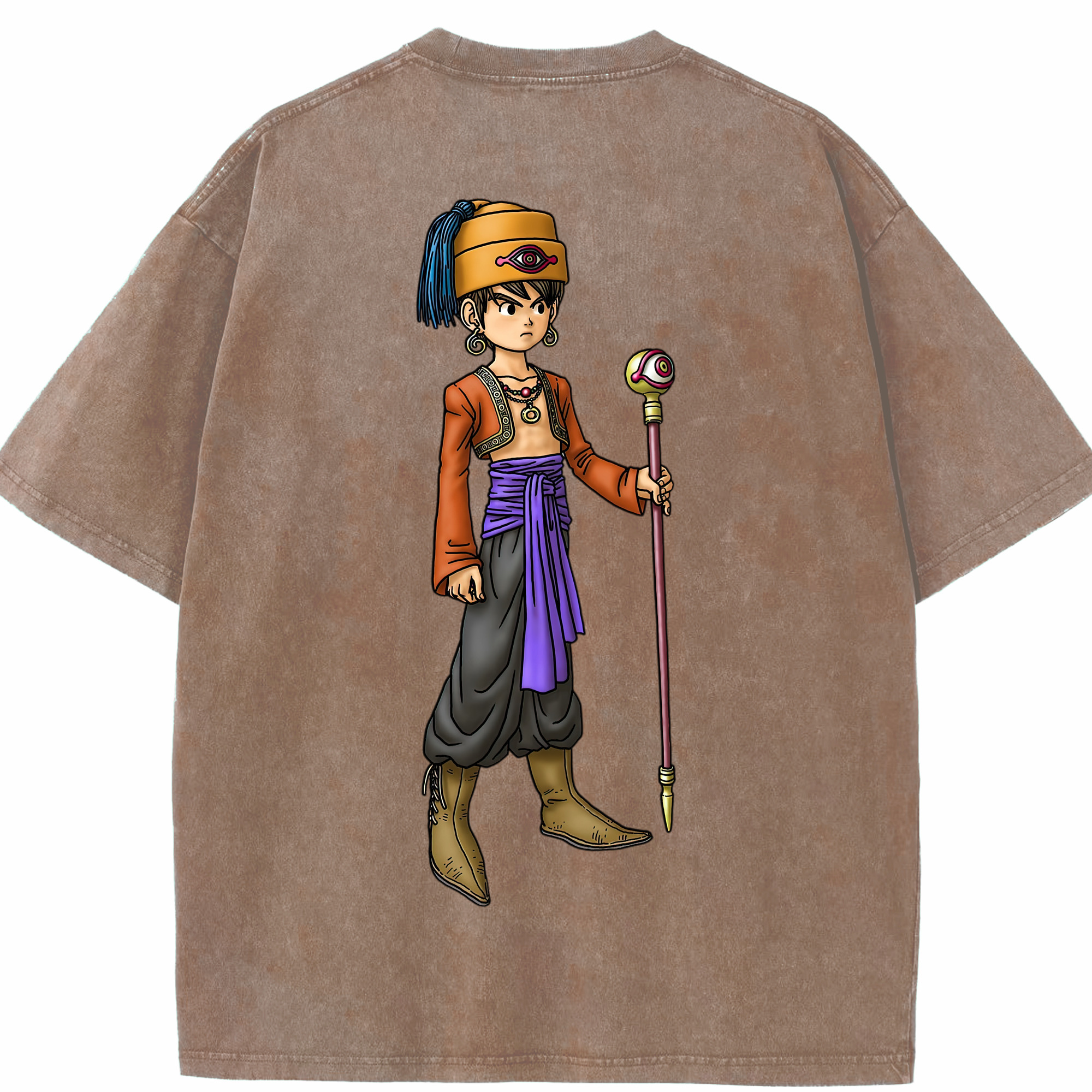 （画像用） ドラゴンクエスト Doragon Kuesuto Dragon Quest 綿100% ヴィンテージ風 半袖Tシャツ（背面プリント）