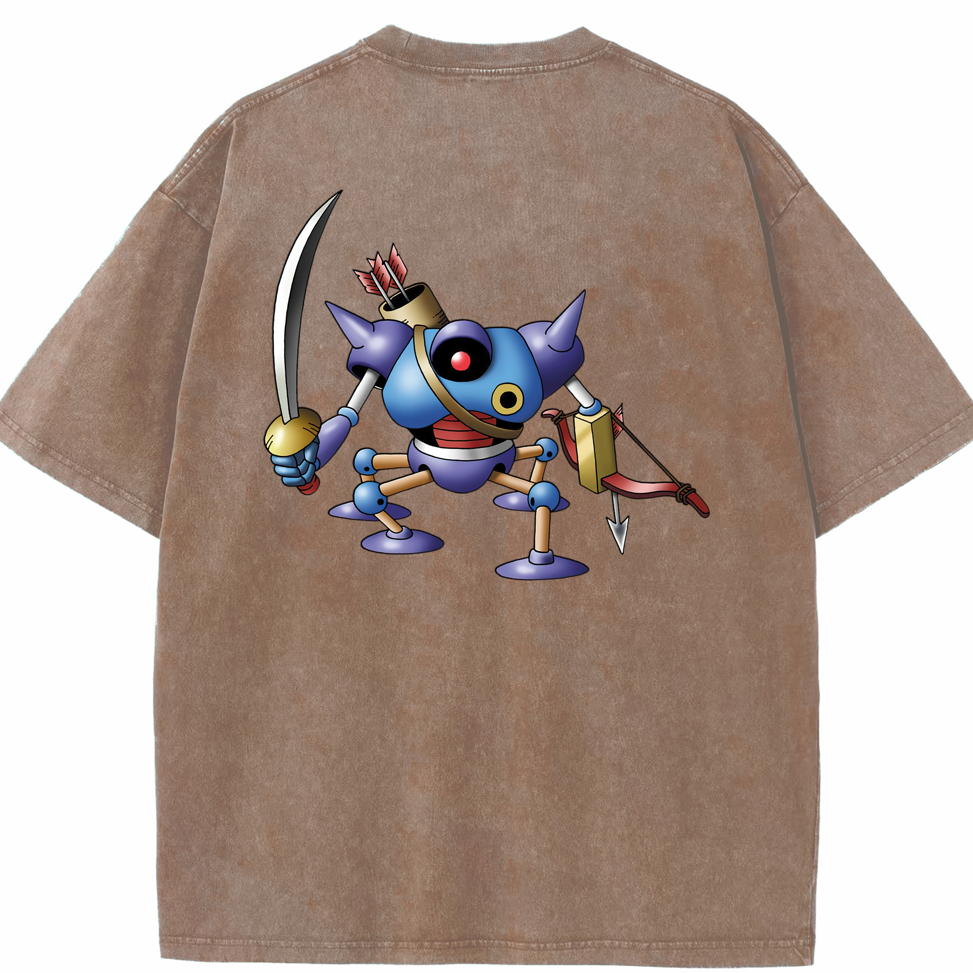 （画像用） ドラゴンクエスト Doragon Kuesuto Dragon Quest 綿100% ヴィンテージ風 半袖Tシャツ（背面プリント）
