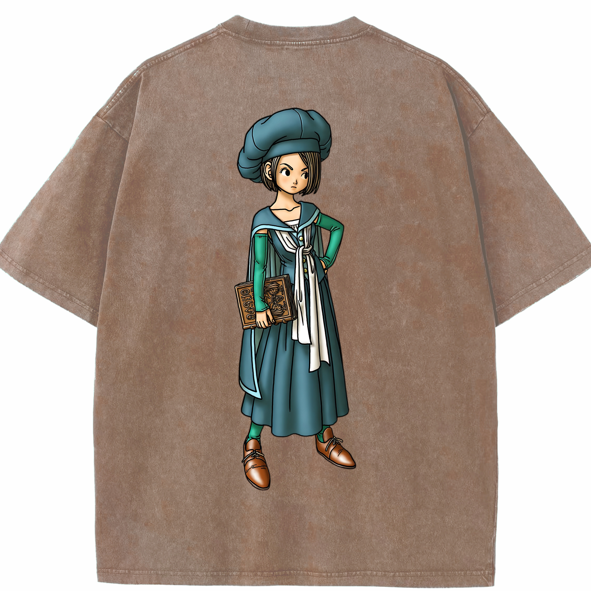 （画像用） ドラゴンクエスト Doragon Kuesuto Dragon Quest 綿100% ヴィンテージ風 半袖Tシャツ（背面プリント）