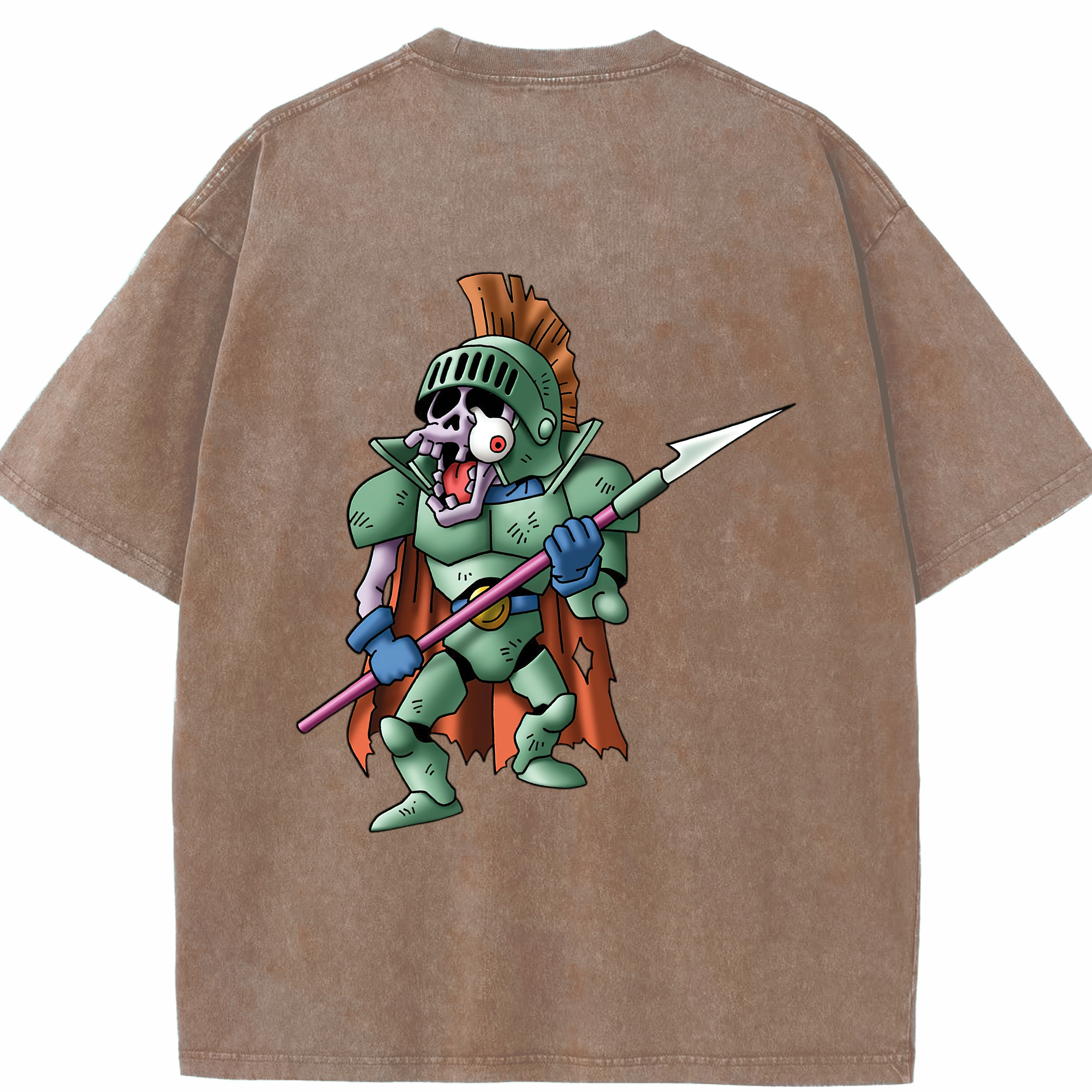（画像用） ドラゴンクエスト Doragon Kuesuto Dragon Quest 綿100% ヴィンテージ風 半袖Tシャツ（背面プリント）