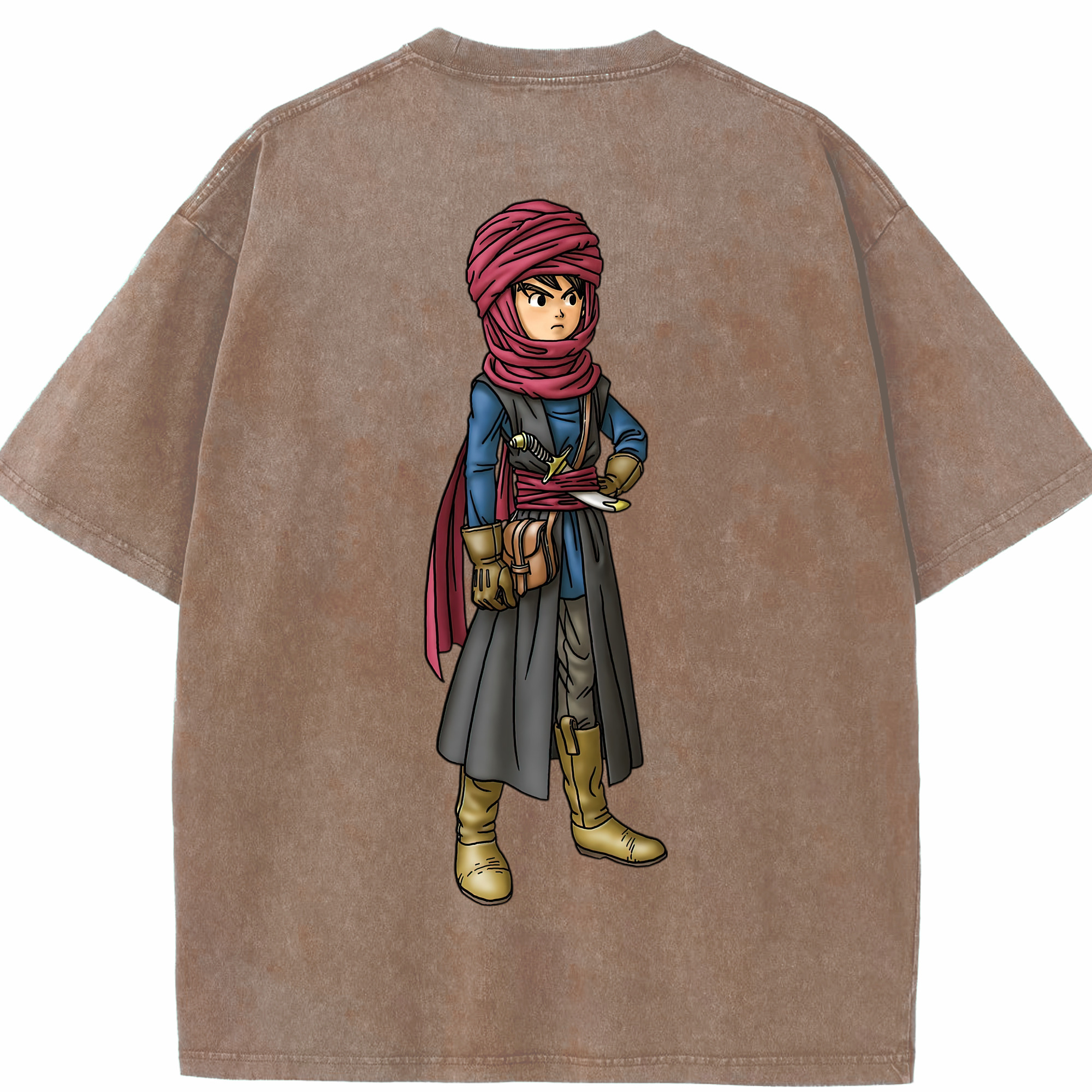 （画像用） ドラゴンクエスト Doragon Kuesuto Dragon Quest 綿100% ヴィンテージ風 半袖Tシャツ（背面プリント）
