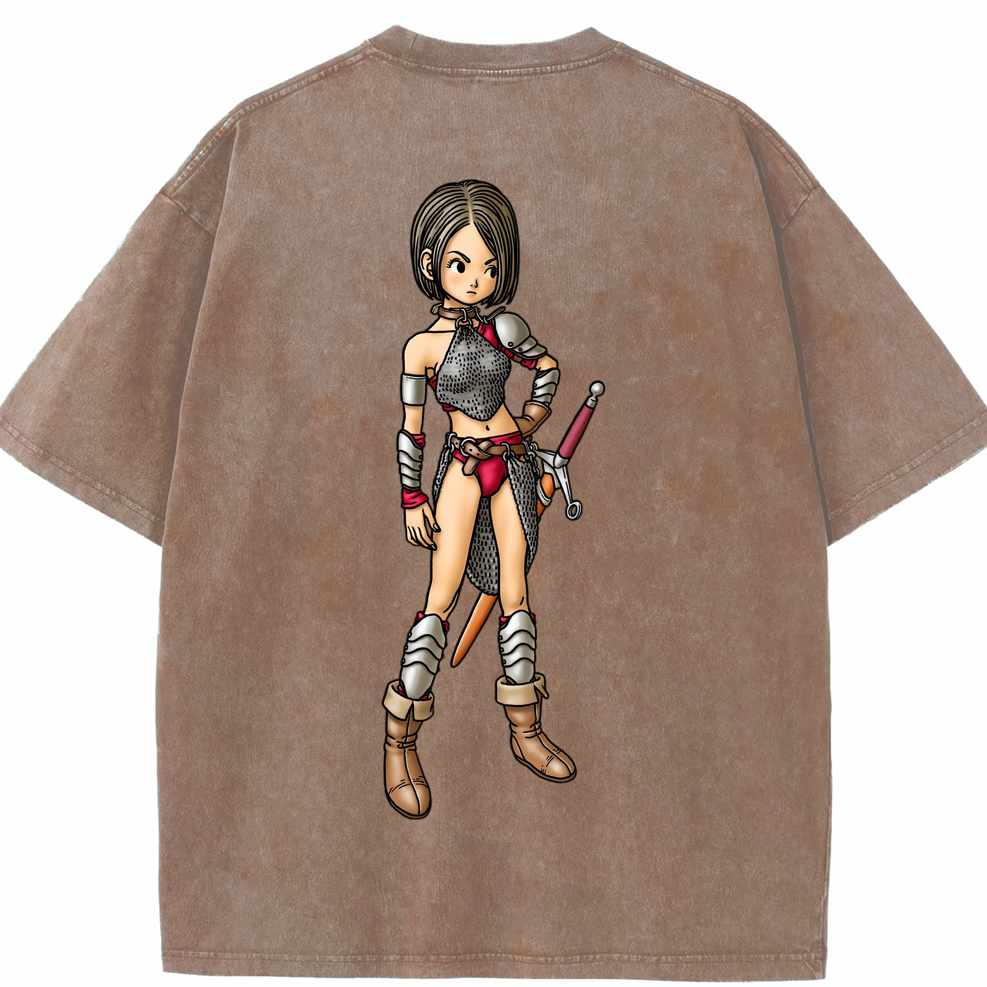 （画像用） ドラゴンクエスト Doragon Kuesuto Dragon Quest 綿100% ヴィンテージ風 半袖Tシャツ（背面プリント）