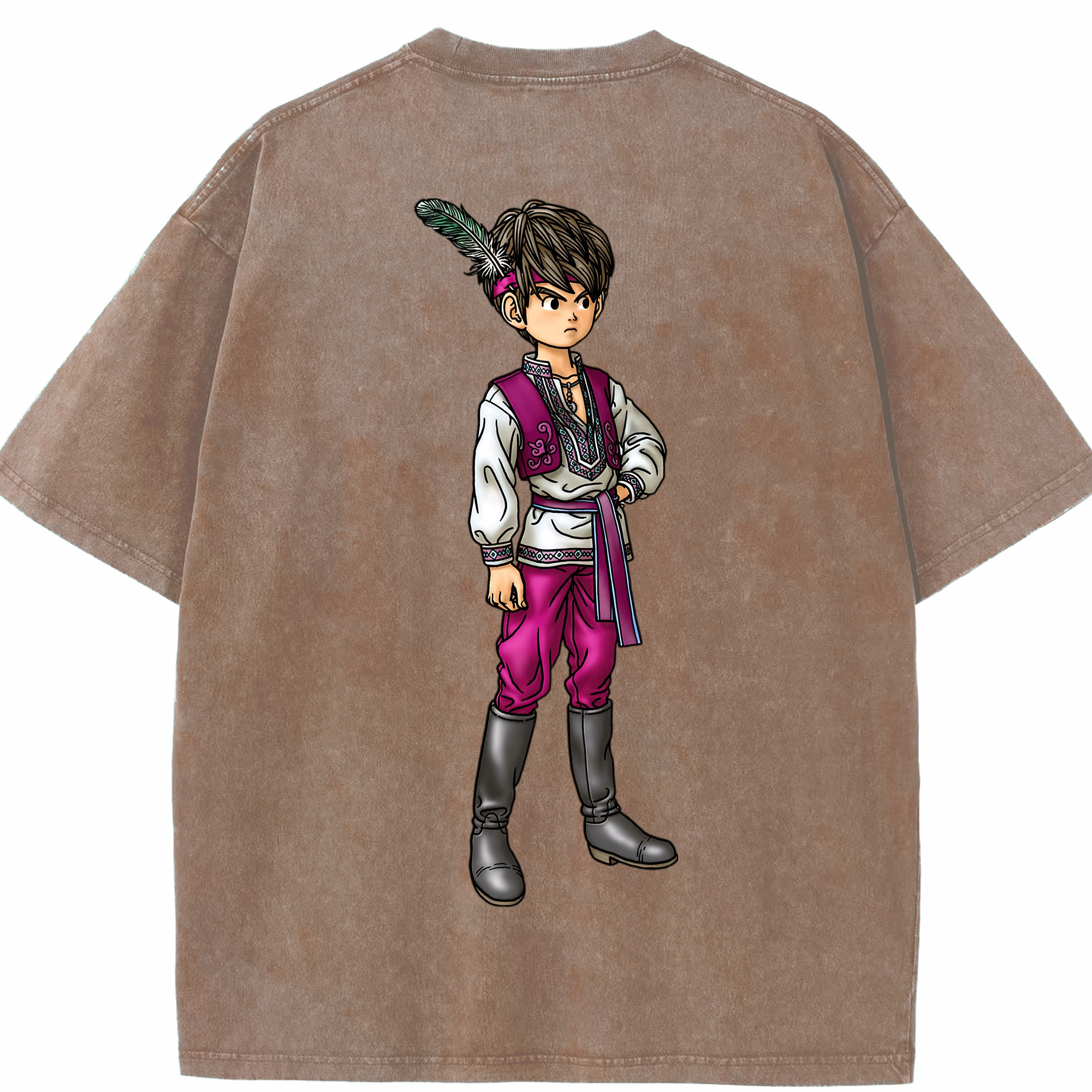 （画像用） ドラゴンクエスト Doragon Kuesuto Dragon Quest 綿100% ヴィンテージ風 半袖Tシャツ（背面プリント）