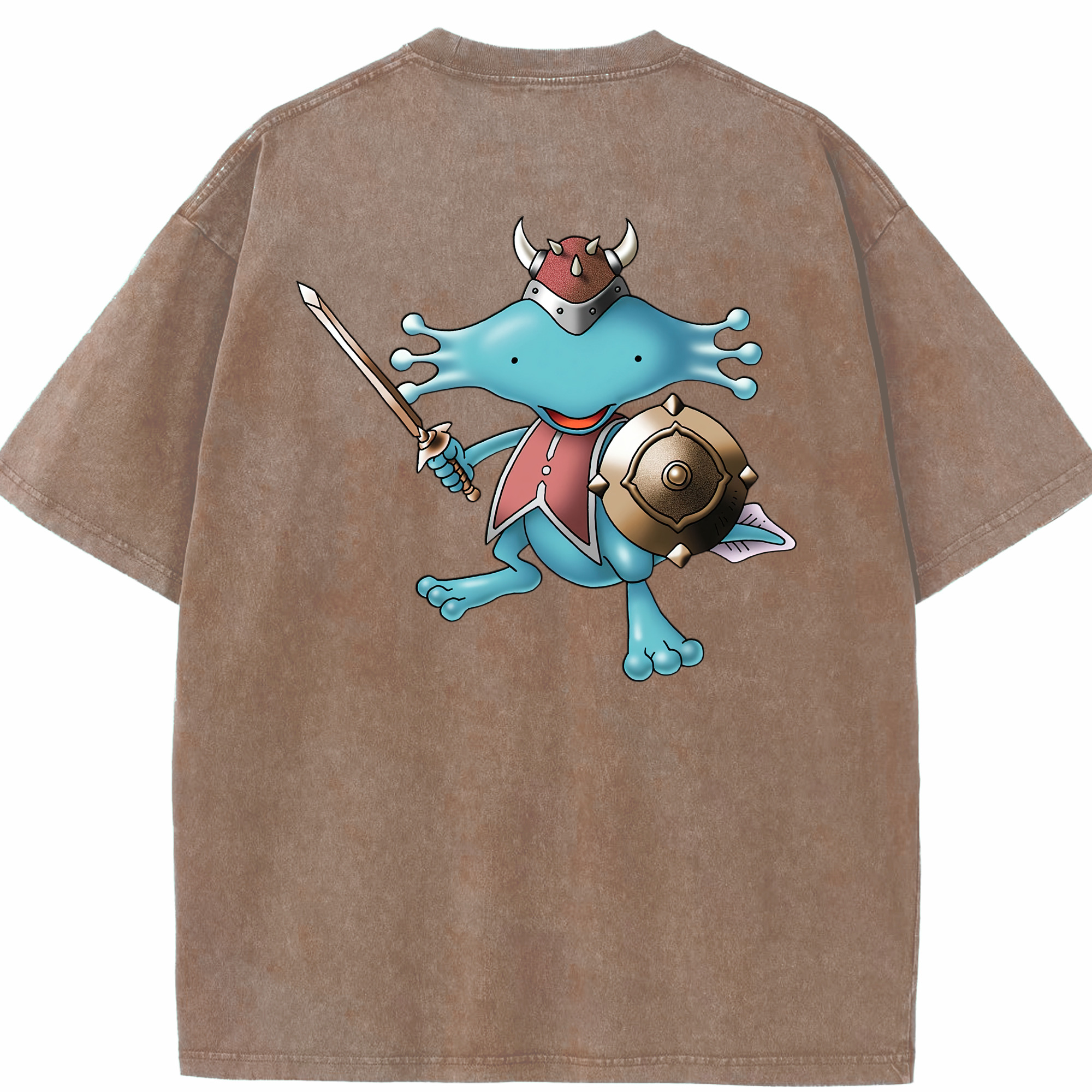（画像用） ドラゴンクエスト Doragon Kuesuto Dragon Quest 綿100% ヴィンテージ風 半袖Tシャツ（背面プリント）