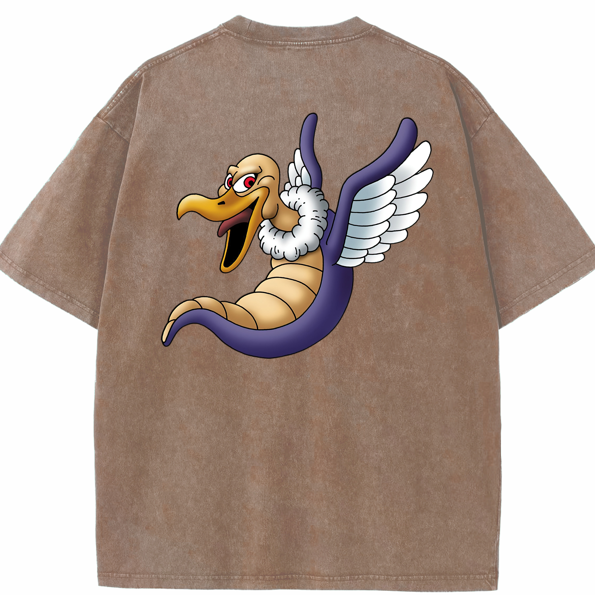 （画像用） ドラゴンクエスト Doragon Kuesuto Dragon Quest 綿100% ヴィンテージ風 半袖Tシャツ（背面プリント）
