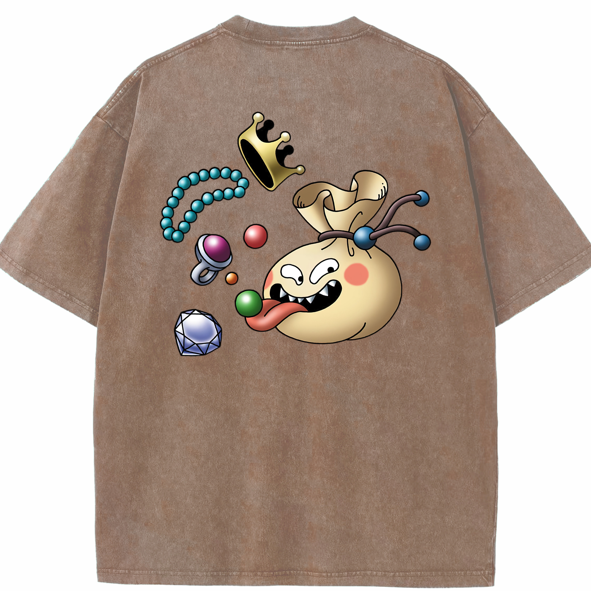 （画像用） ドラゴンクエスト Doragon Kuesuto Dragon Quest 綿100% ヴィンテージ風 半袖Tシャツ（背面プリント）