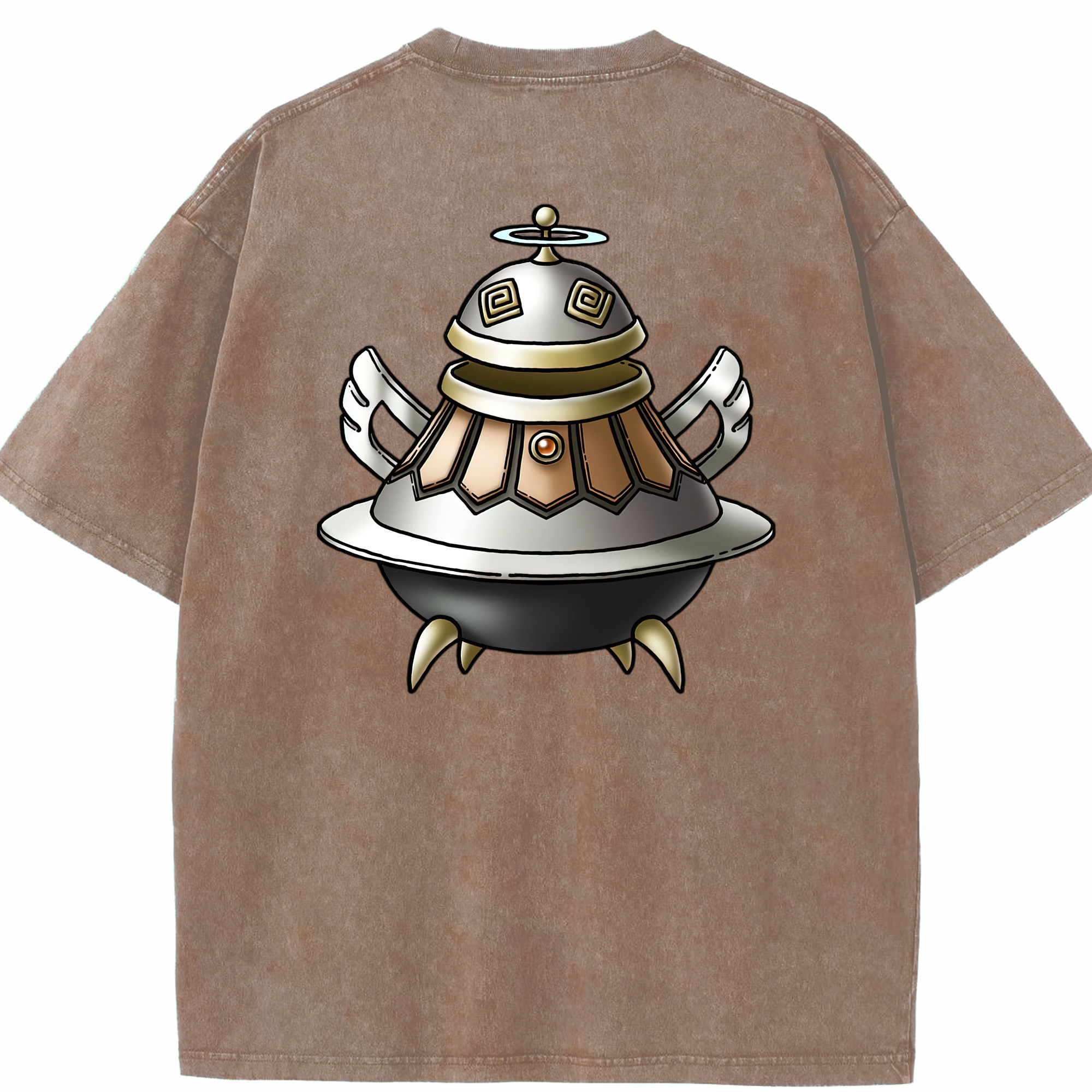 （画像用） ドラゴンクエスト Doragon Kuesuto Dragon Quest 綿100% ヴィンテージ風 半袖Tシャツ（背面プリント）
