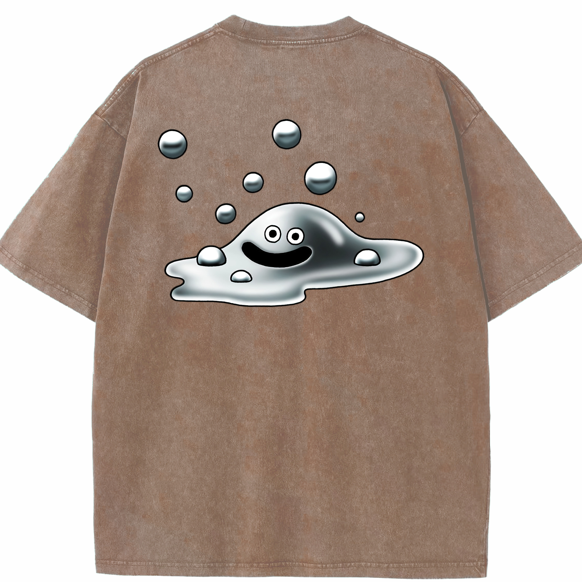 （画像用） ドラゴンクエスト Doragon Kuesuto Dragon Quest 綿100% ヴィンテージ風 半袖Tシャツ（背面プリント）