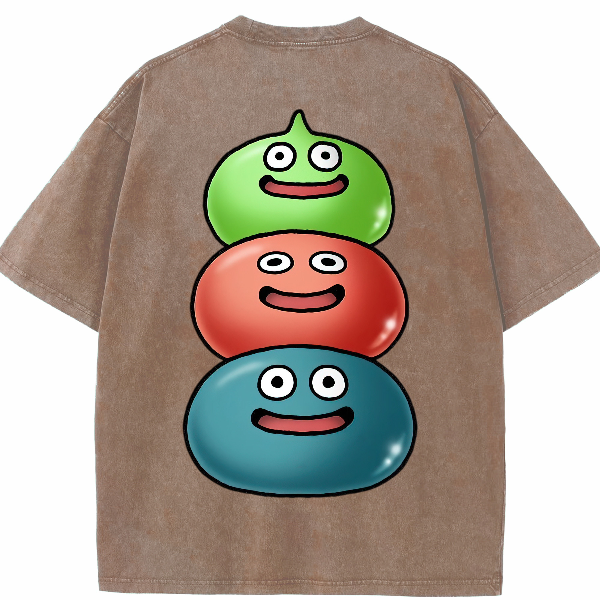 （画像用） ドラゴンクエスト Doragon Kuesuto Dragon Quest 綿100% ヴィンテージ風 半袖Tシャツ（背面プリント）